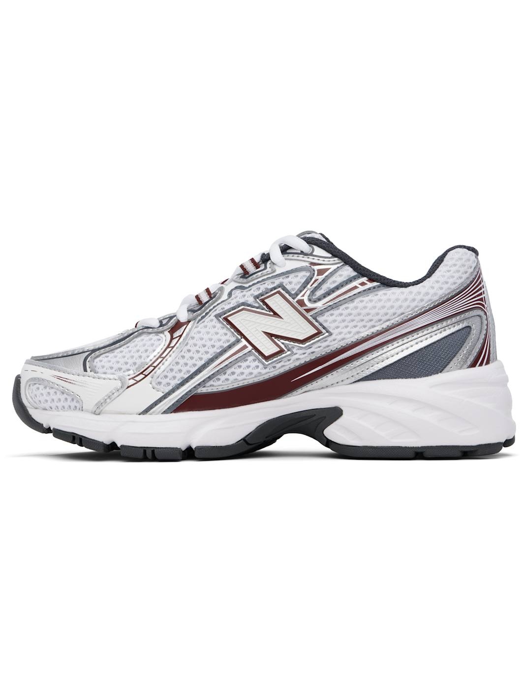White & Burgundy 740 Sneakers - 3