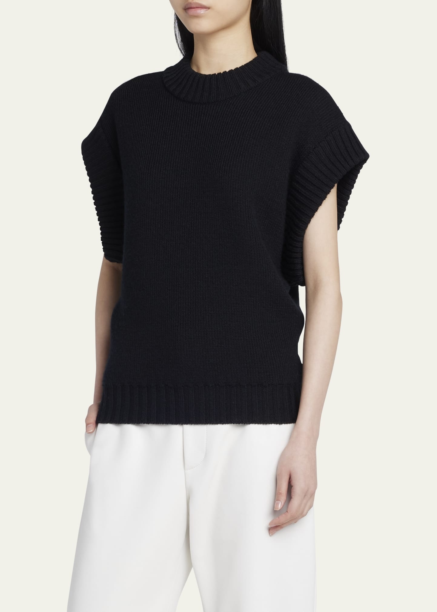 Short Sleeve Wool Sweater - 4