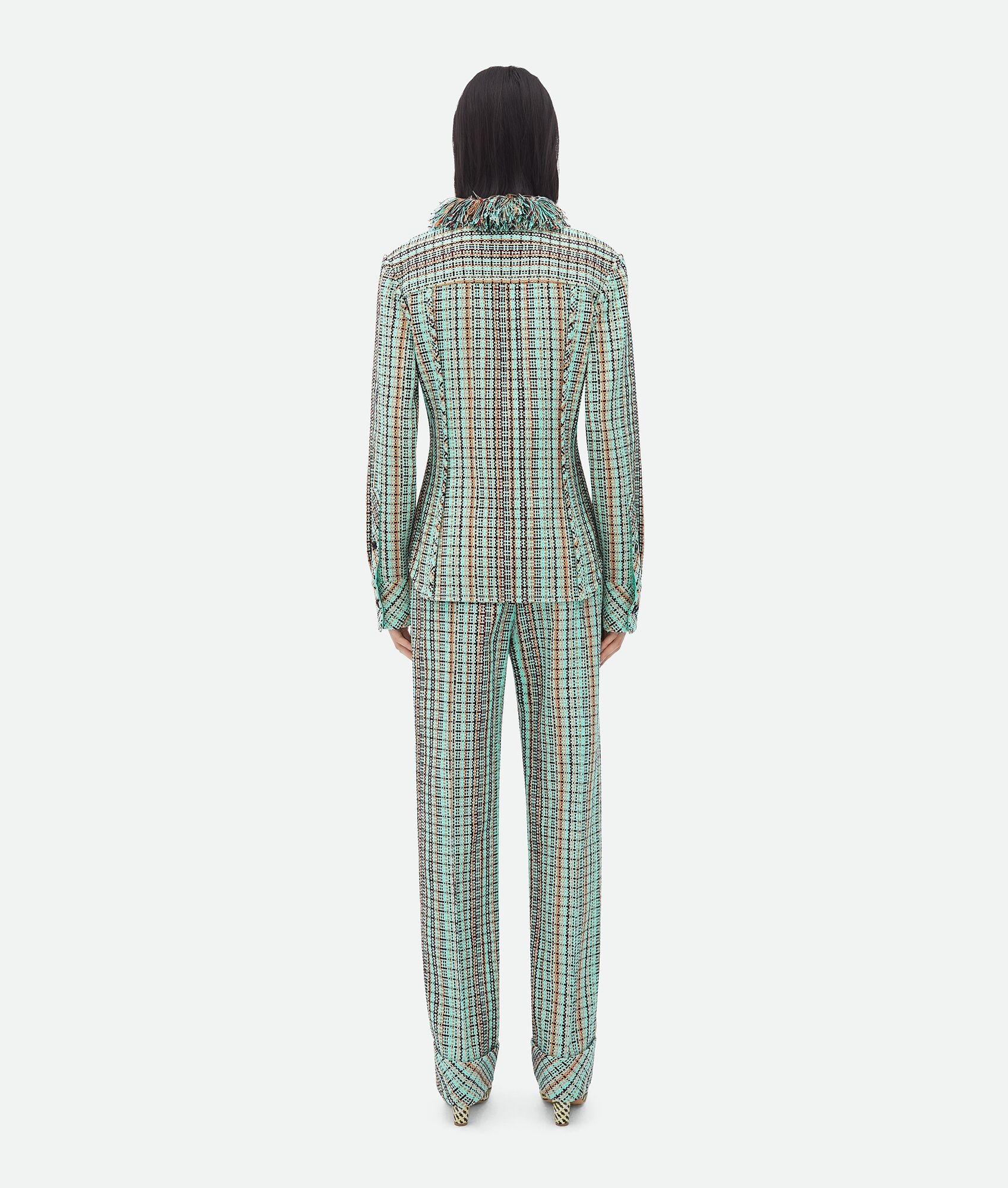 Cotton Check Jacket With Fringes - 3