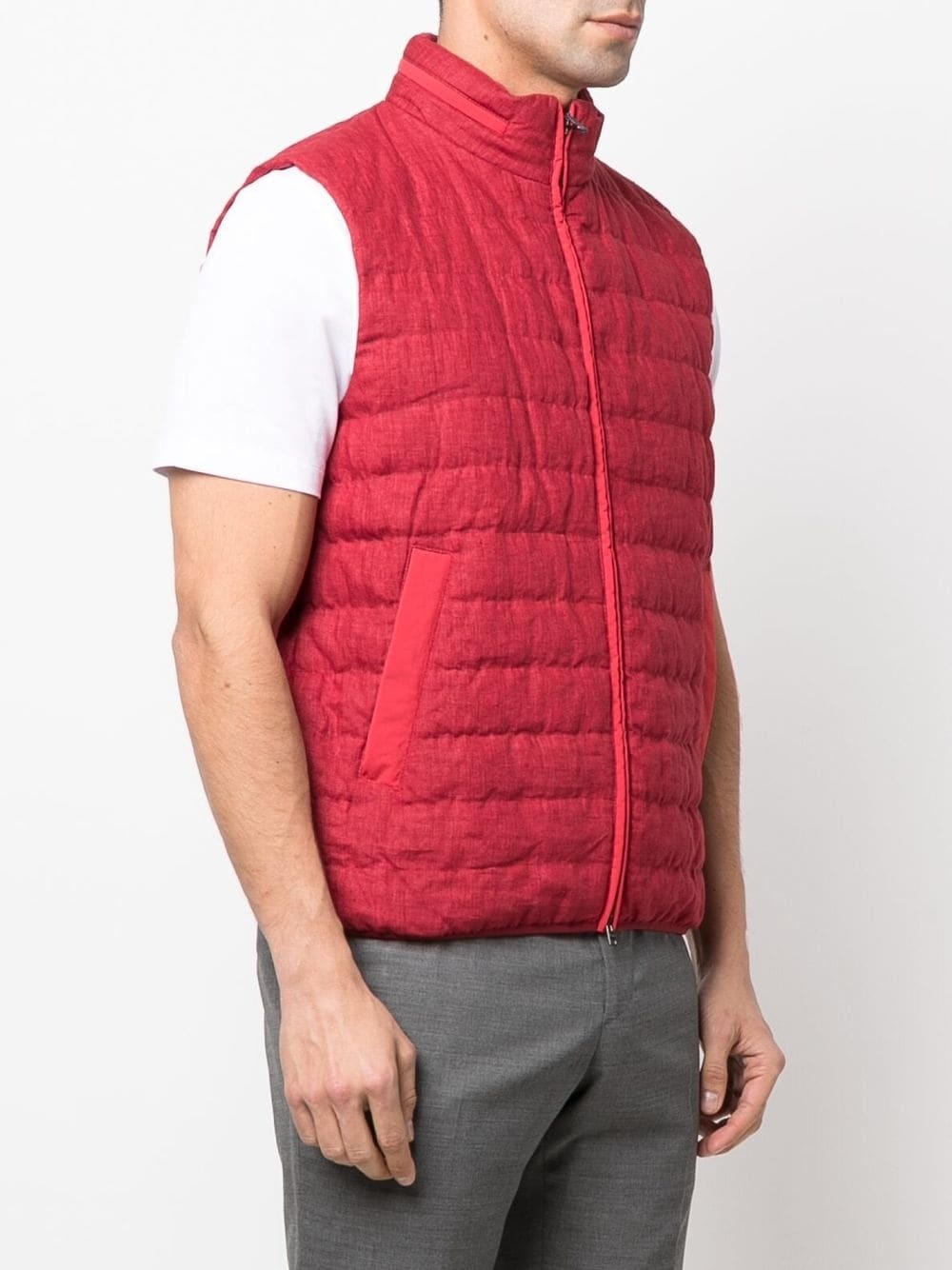 zip-front sleeveless padded gilet - 3