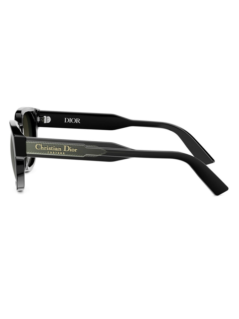 Men's Christian Dior Label 51MM Round Sunglasses - Black Green 3