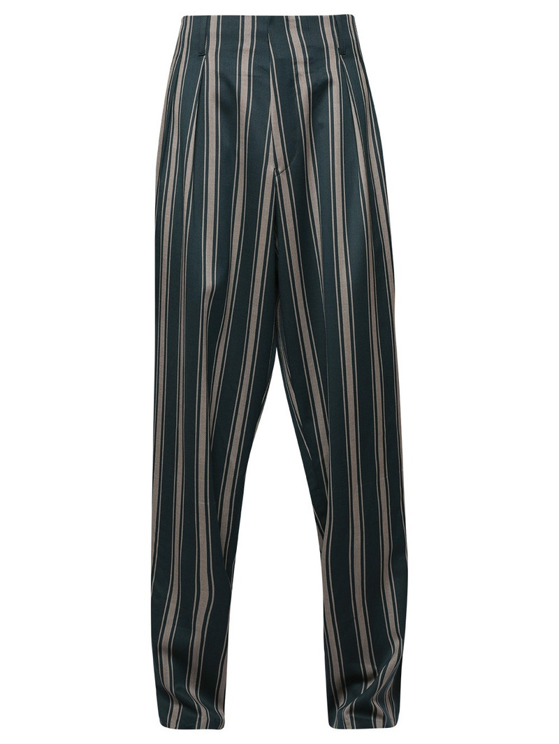 Neu Welle Striped Trousers Teal And Ivory 1