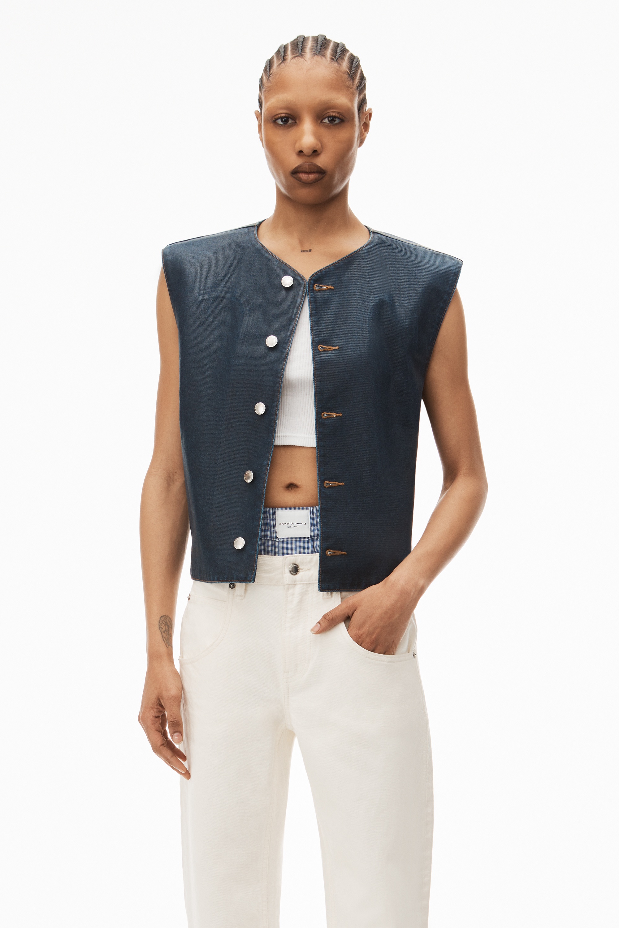 LAYERED BOXER SKATER JEAN IN DENIM - 6