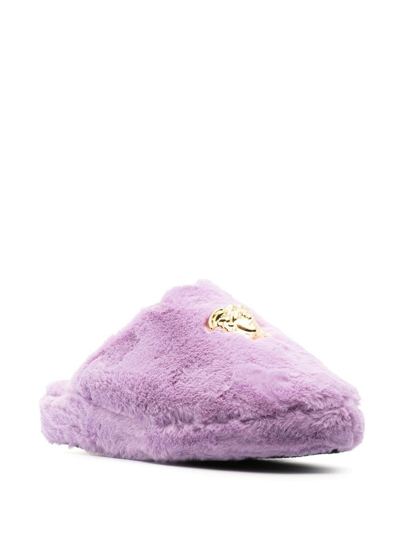 VERSACE Medusa faux-fur slippers outlook