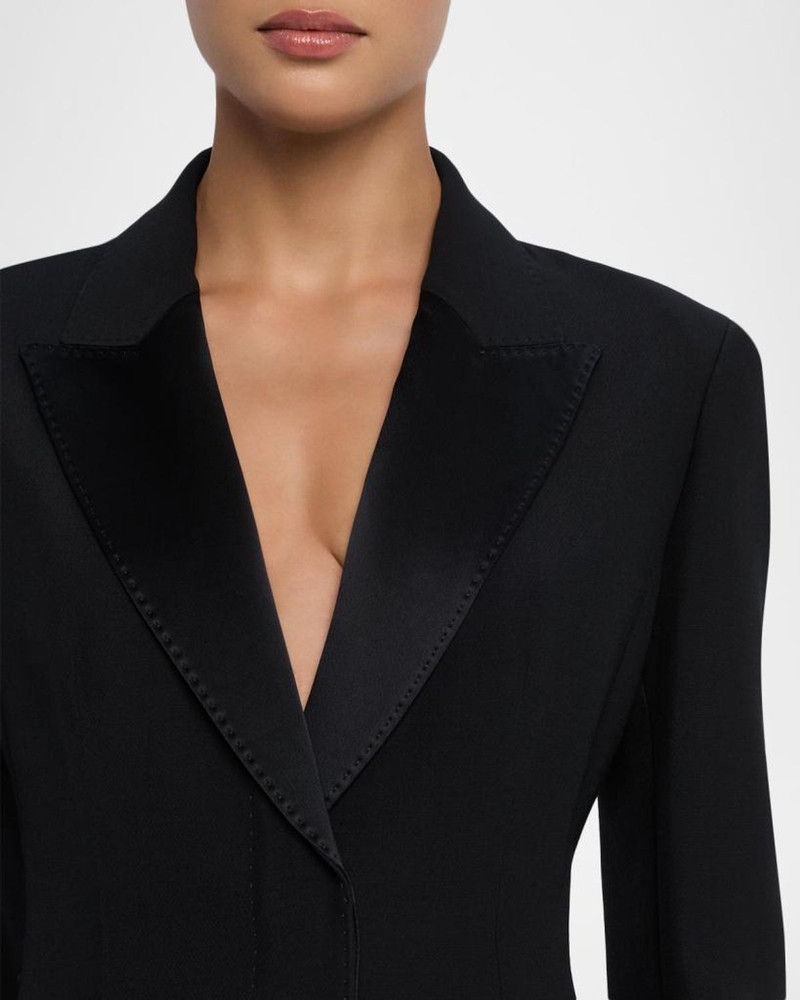 Satin-Trim Crepe Tuxedo Midi Dress 5