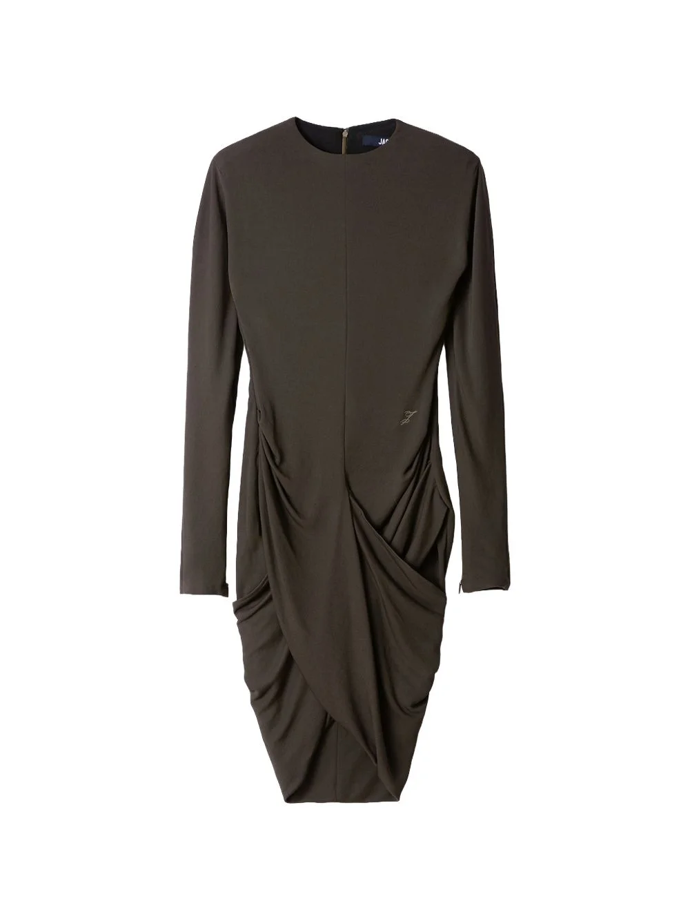 draped long-sleeve mini dress - 1
