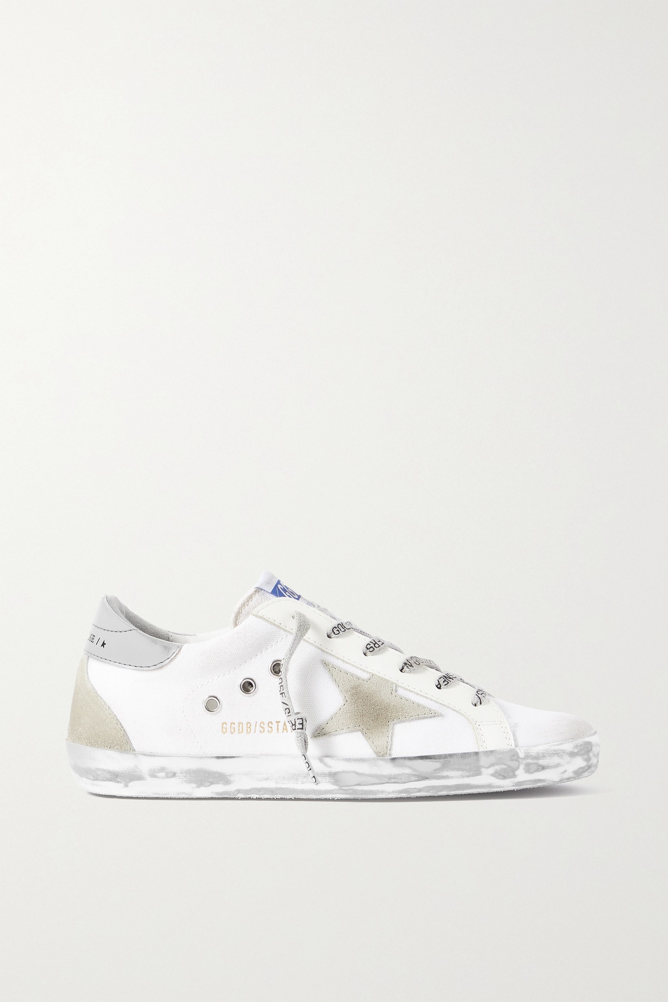 Superstar faux pearl-embellished distressed leather sneakers - 1