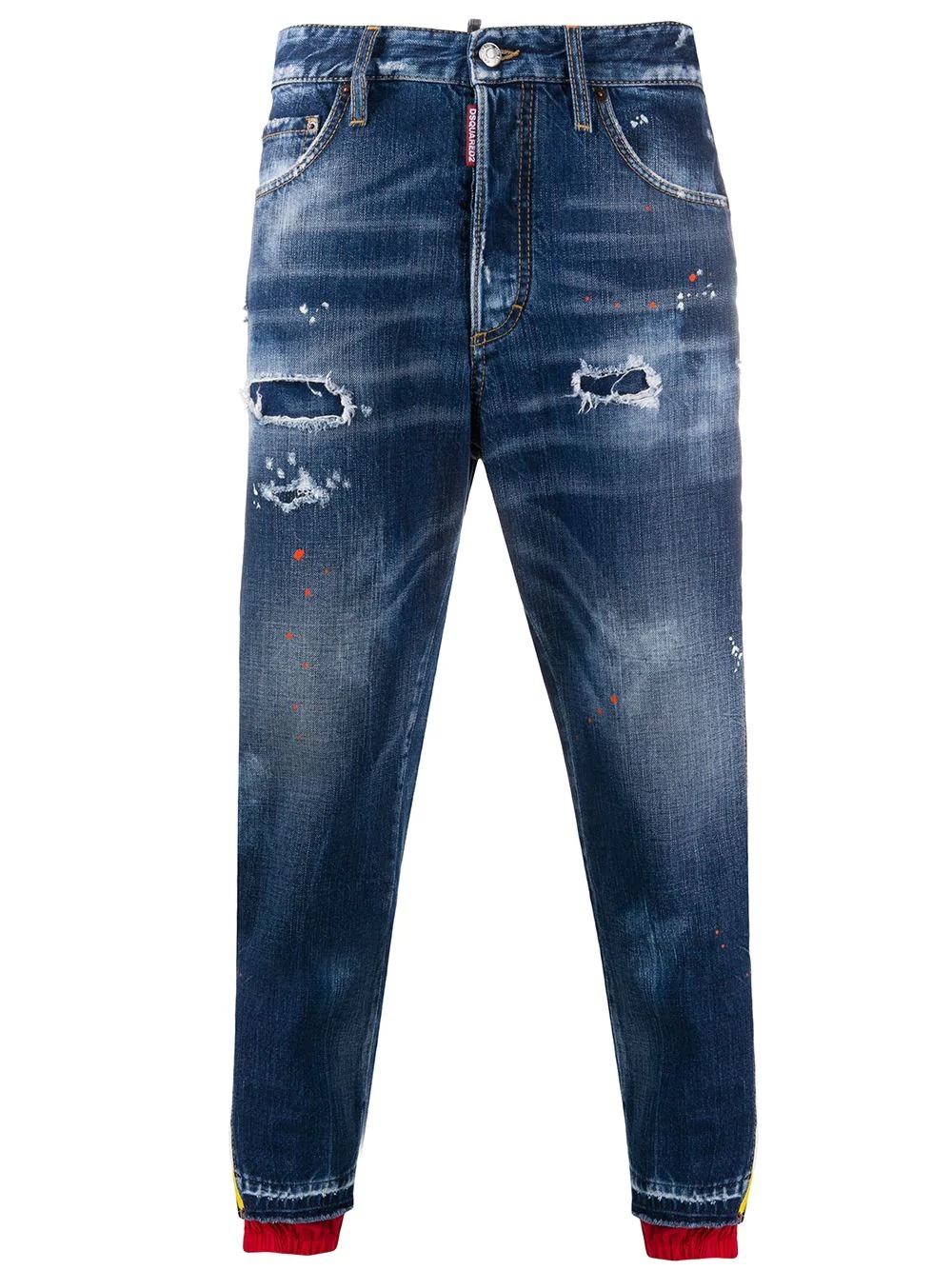 ripped band detail tapered jeans - 1