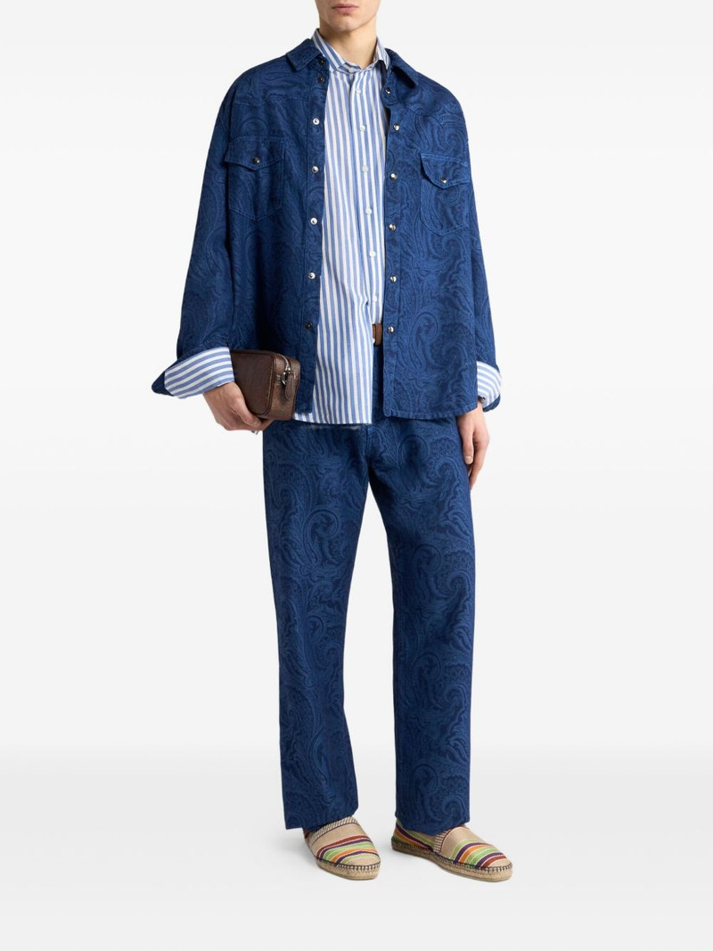 Etro Pegaso-embroidered striped shirt outlook