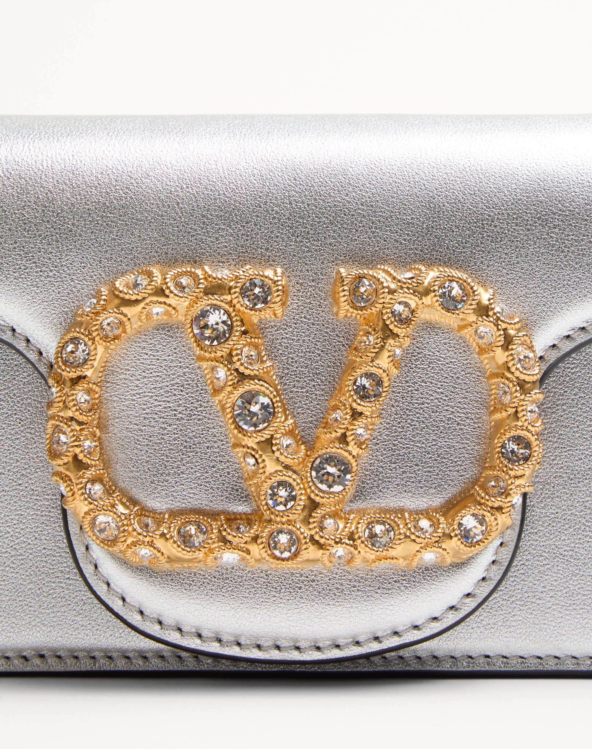 VALENTINO GARAVANI LOCÒ SMALL SHOULDER BAG IN LAMINATED CALFSKIN WITH JEWEL LOGO - 8