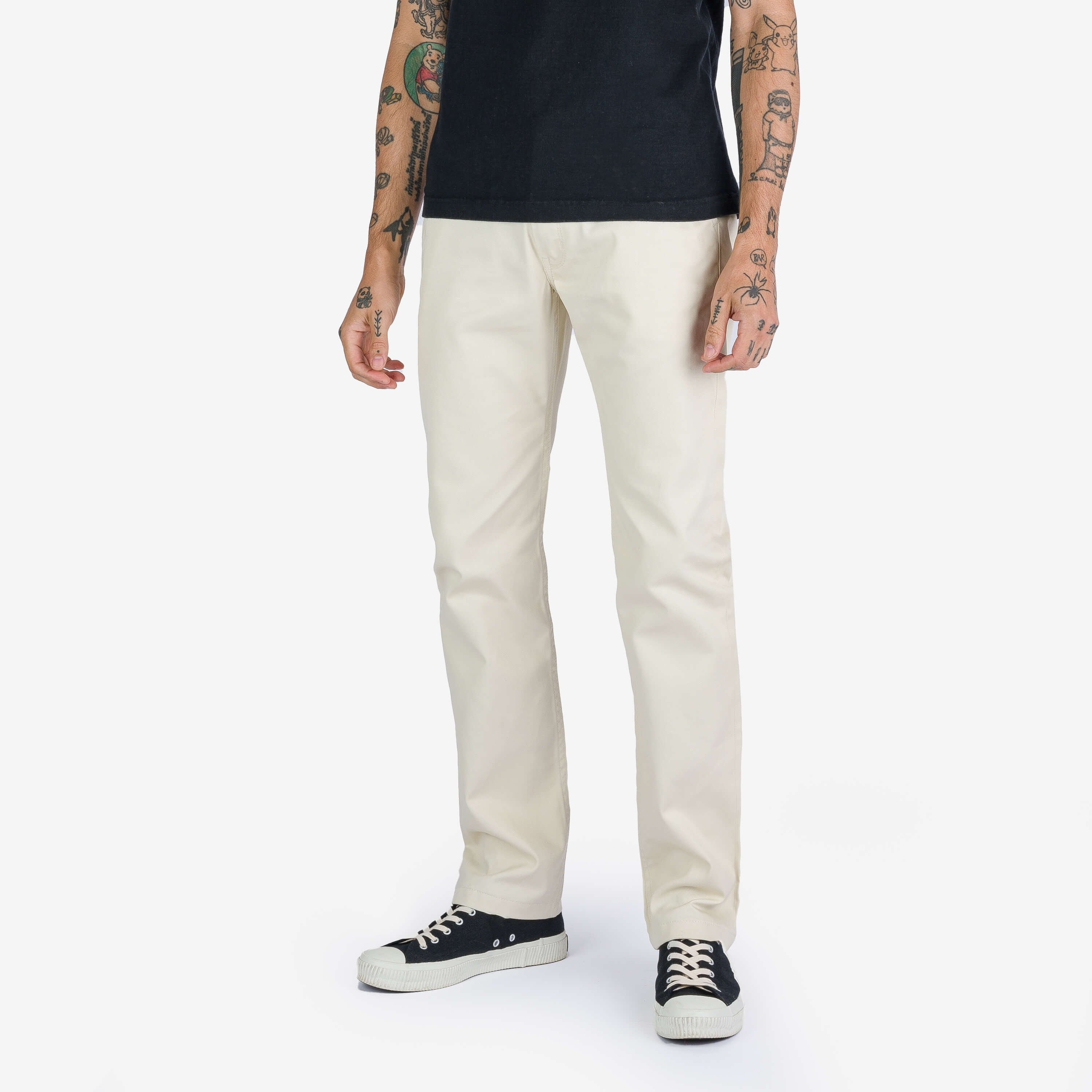 IH-721-IVO 9oz Mercerised Selvedge Cotton Slim Tapered Chinos - Ivory - 2