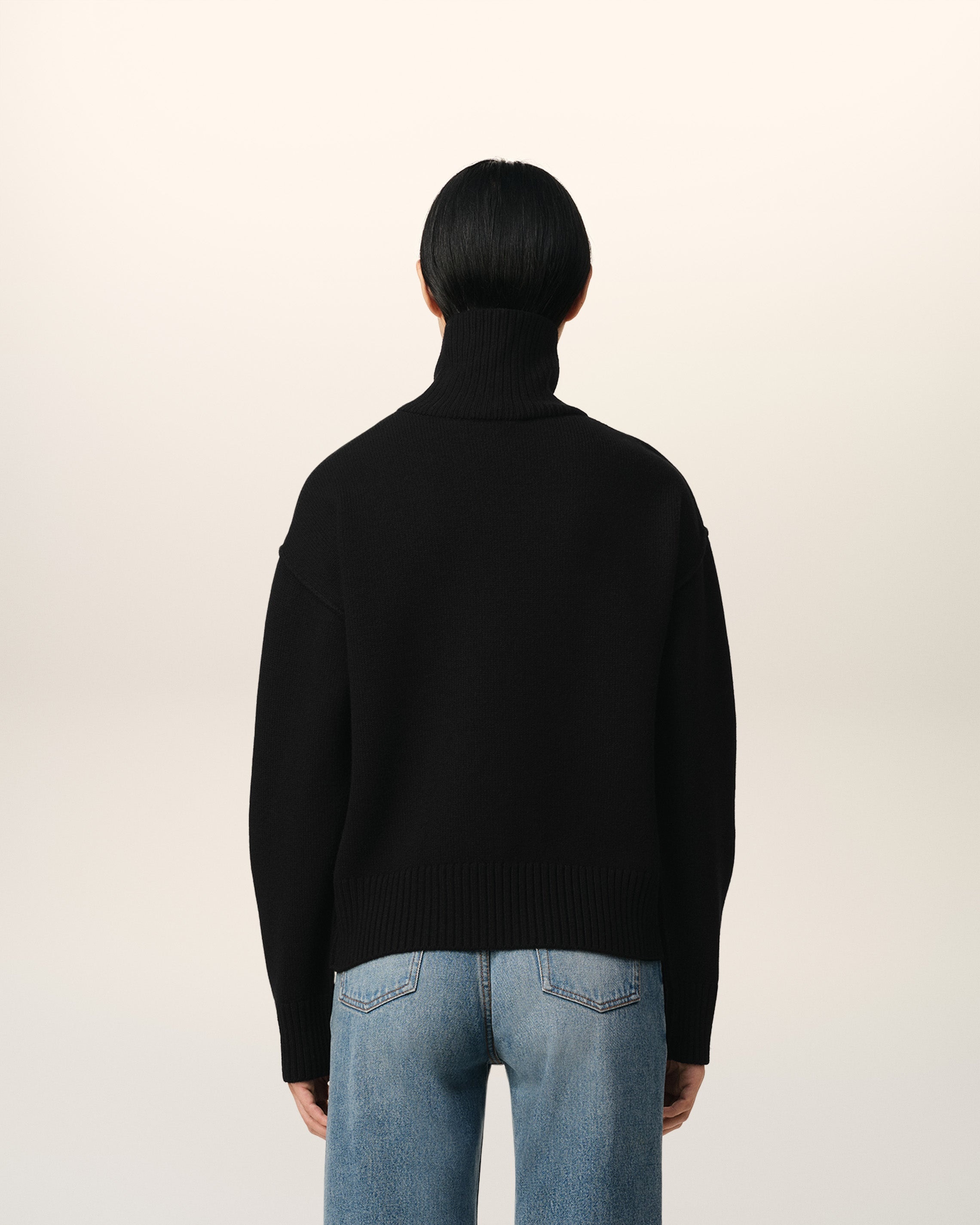 BLACK WOOL AMI DE COEUR SWEATER - 5