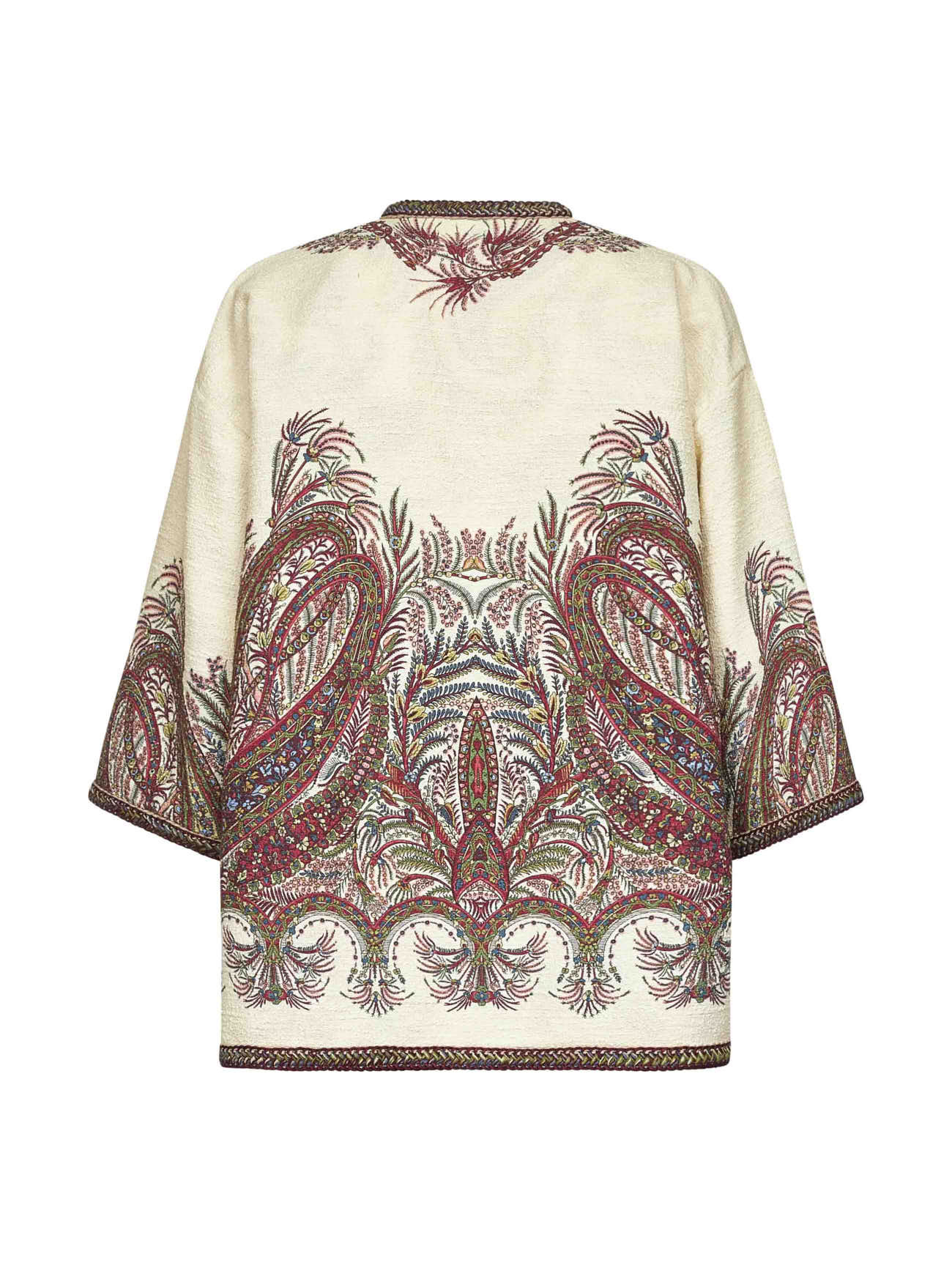 Beige floral Paisley bouclé short kesa - 2