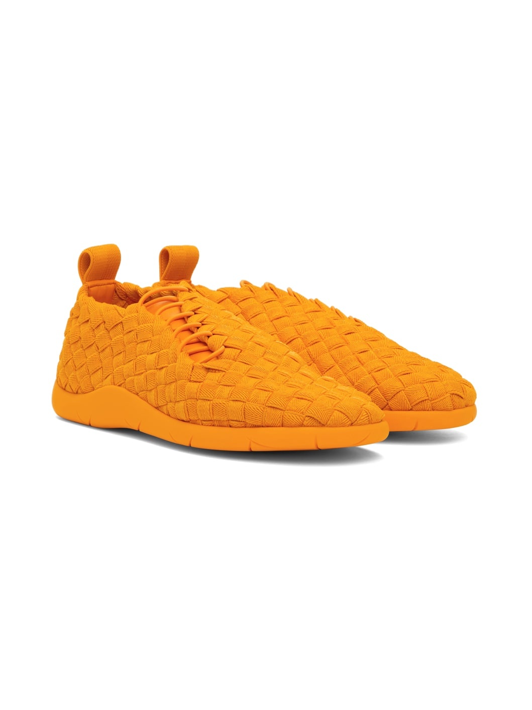 Orange Intrecciato Low Sneakers - 4