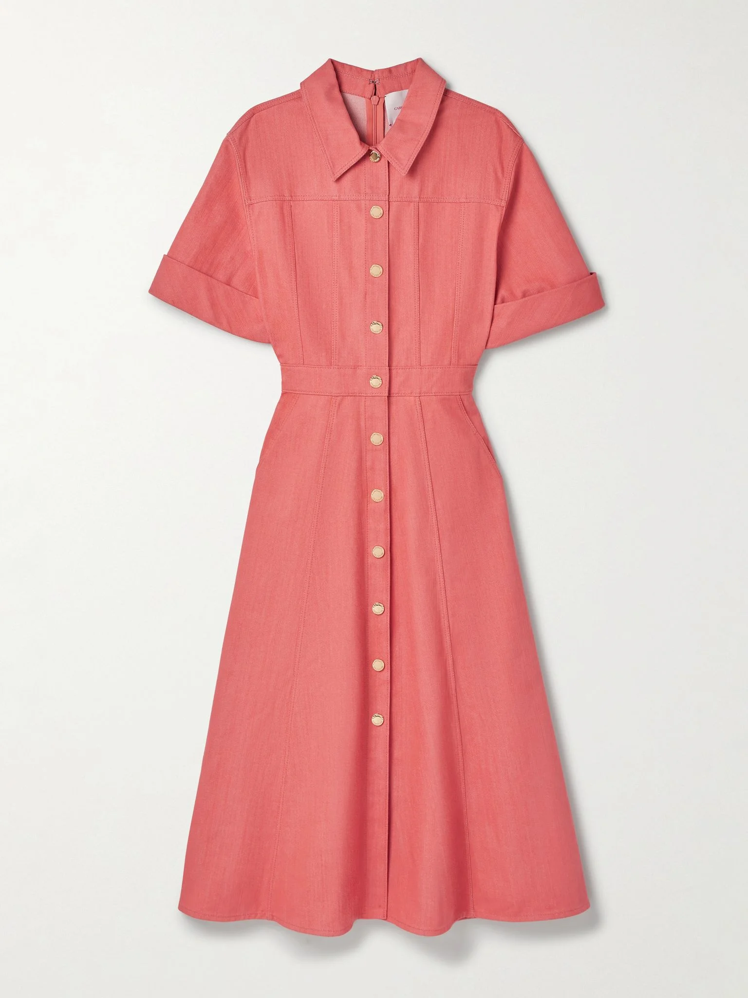 Denim midi shirt dress Coral - 1