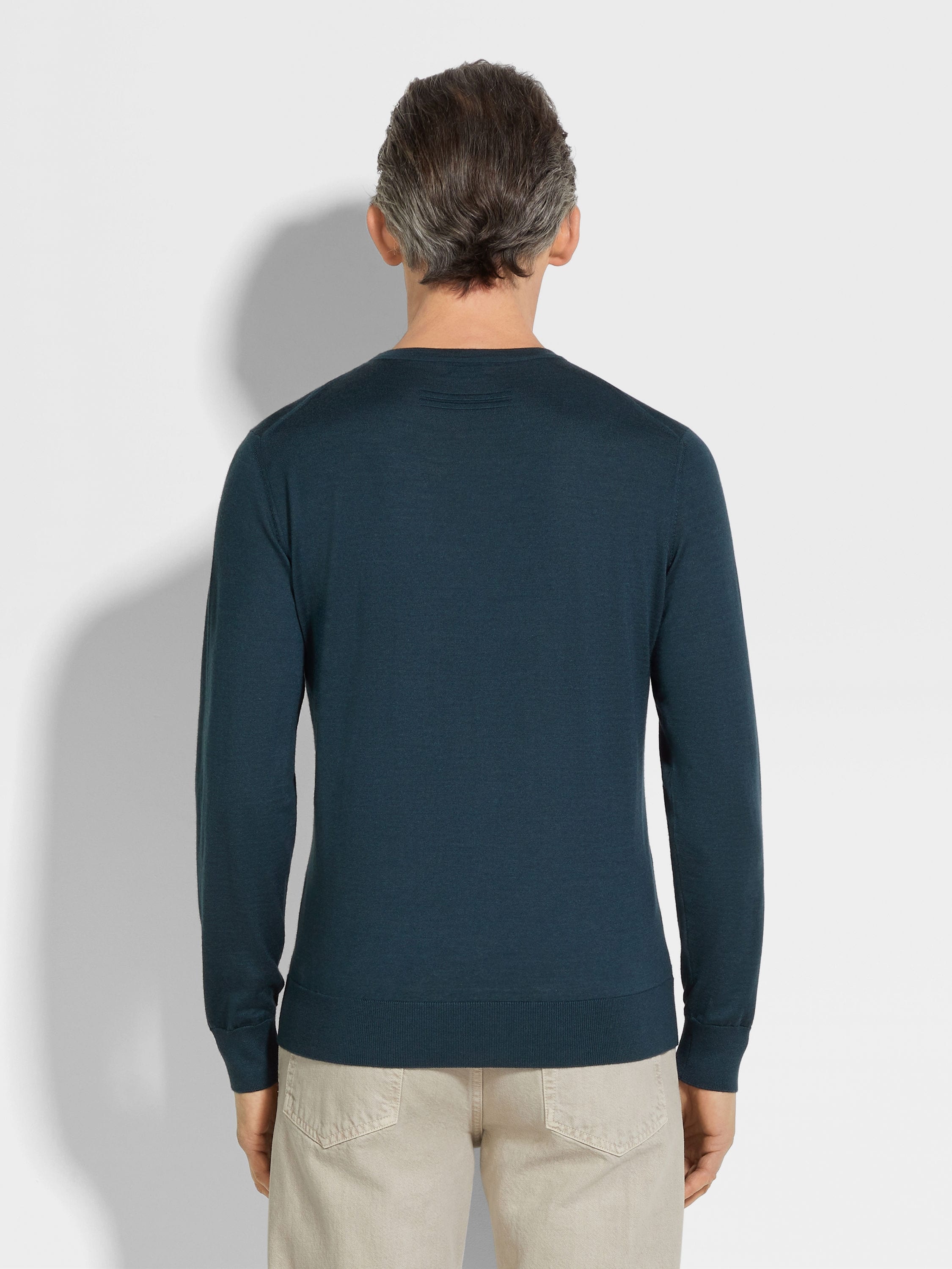 DARK TEAL BLUE MÉLANGE CASHSETA CREWNECK - 5