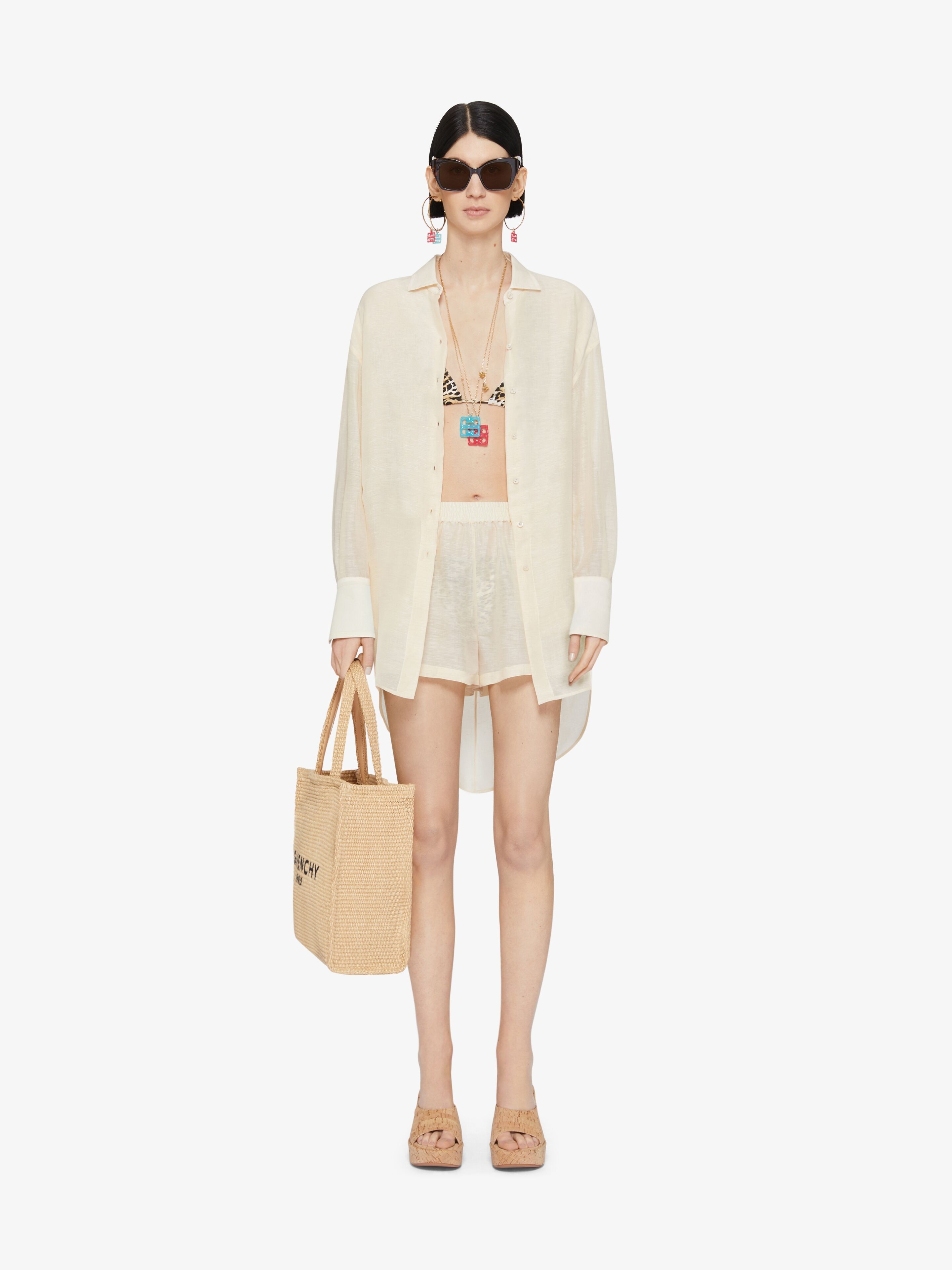 OVERSIZED SHIRT IN SILK AND LINEN WITH DRAPED BACK - 2