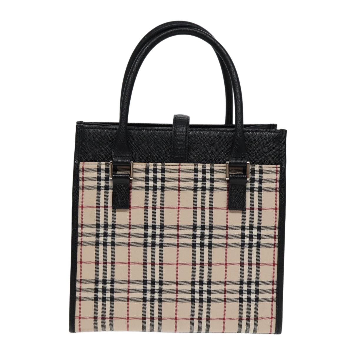 Burberry Nova Check Hand Bag Canvas Beige Black - 2