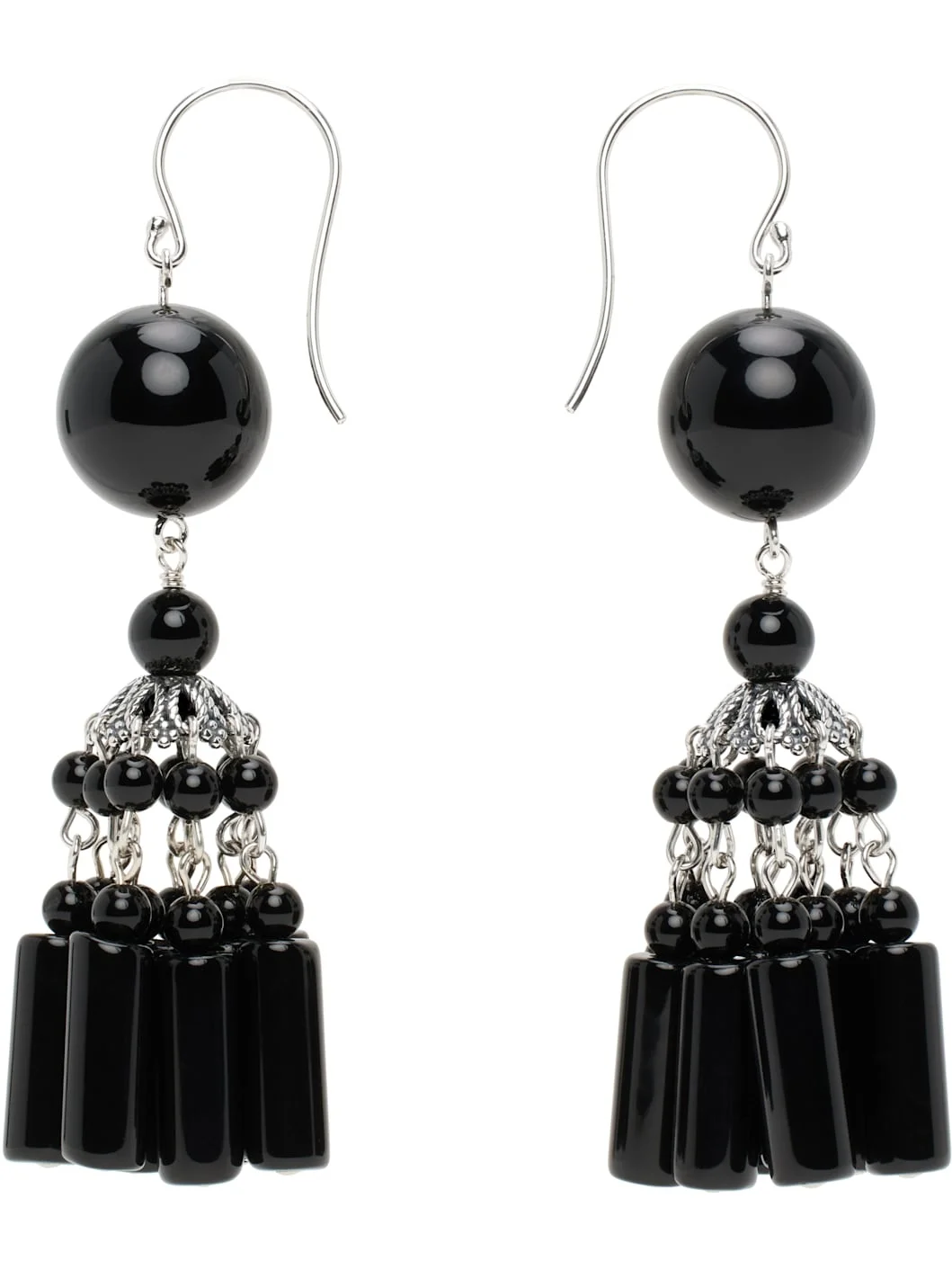 Silver & Black Flamenco Earrings - 1