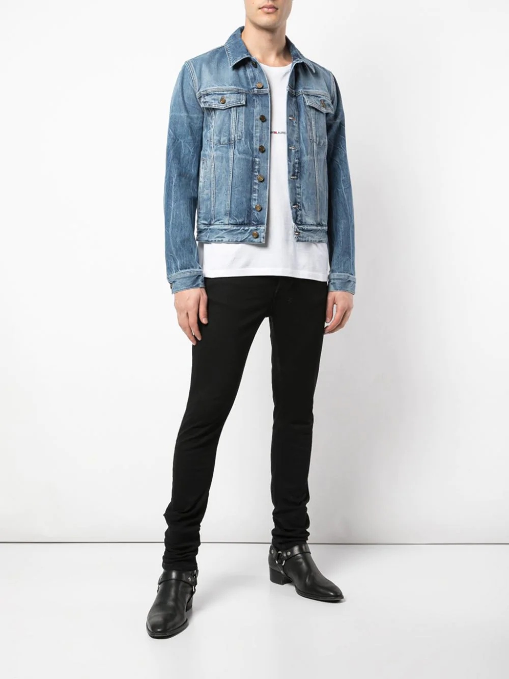 creased-effect denim jacket - 2