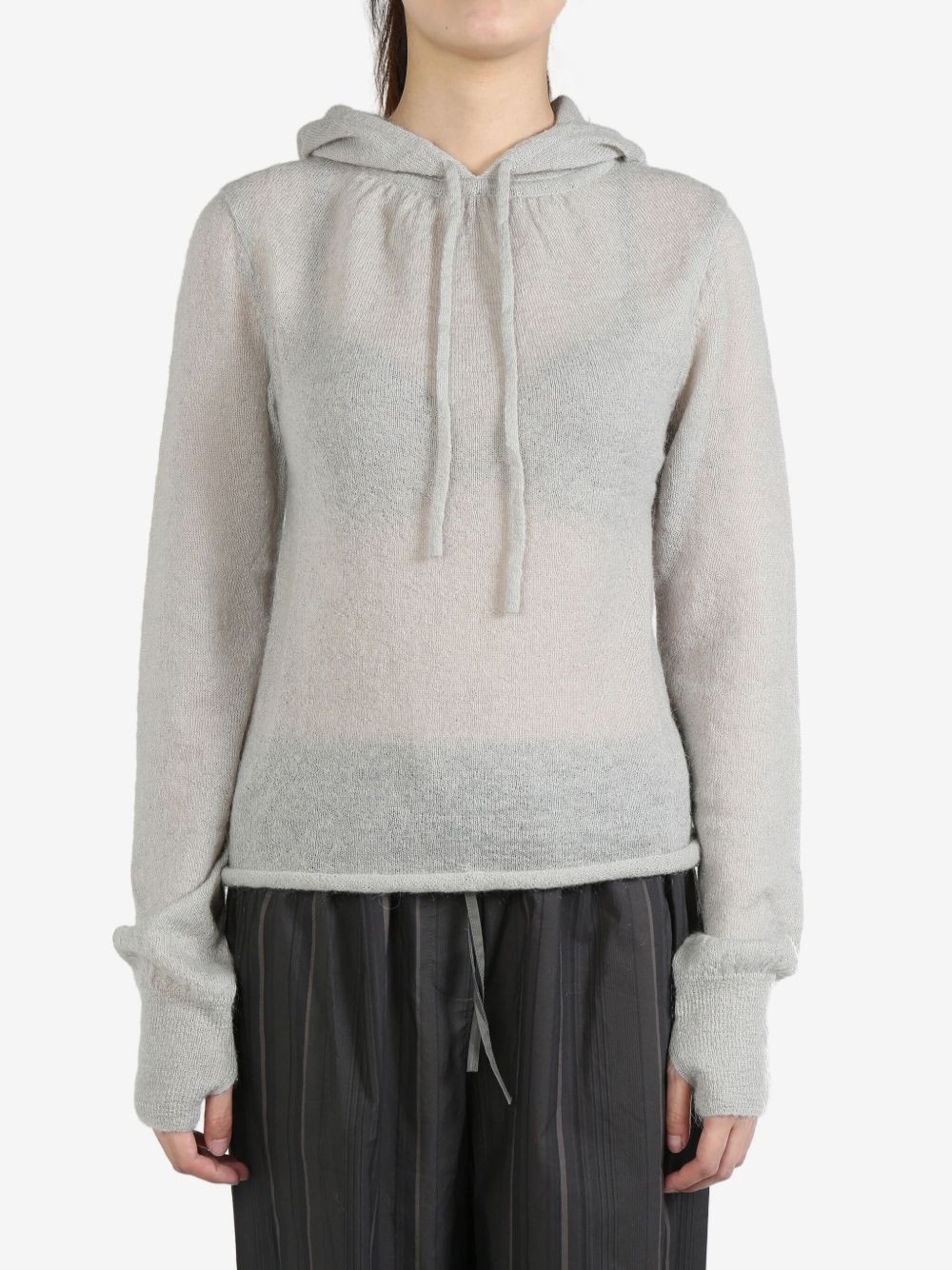 drawstring hood knit hoodie - 2