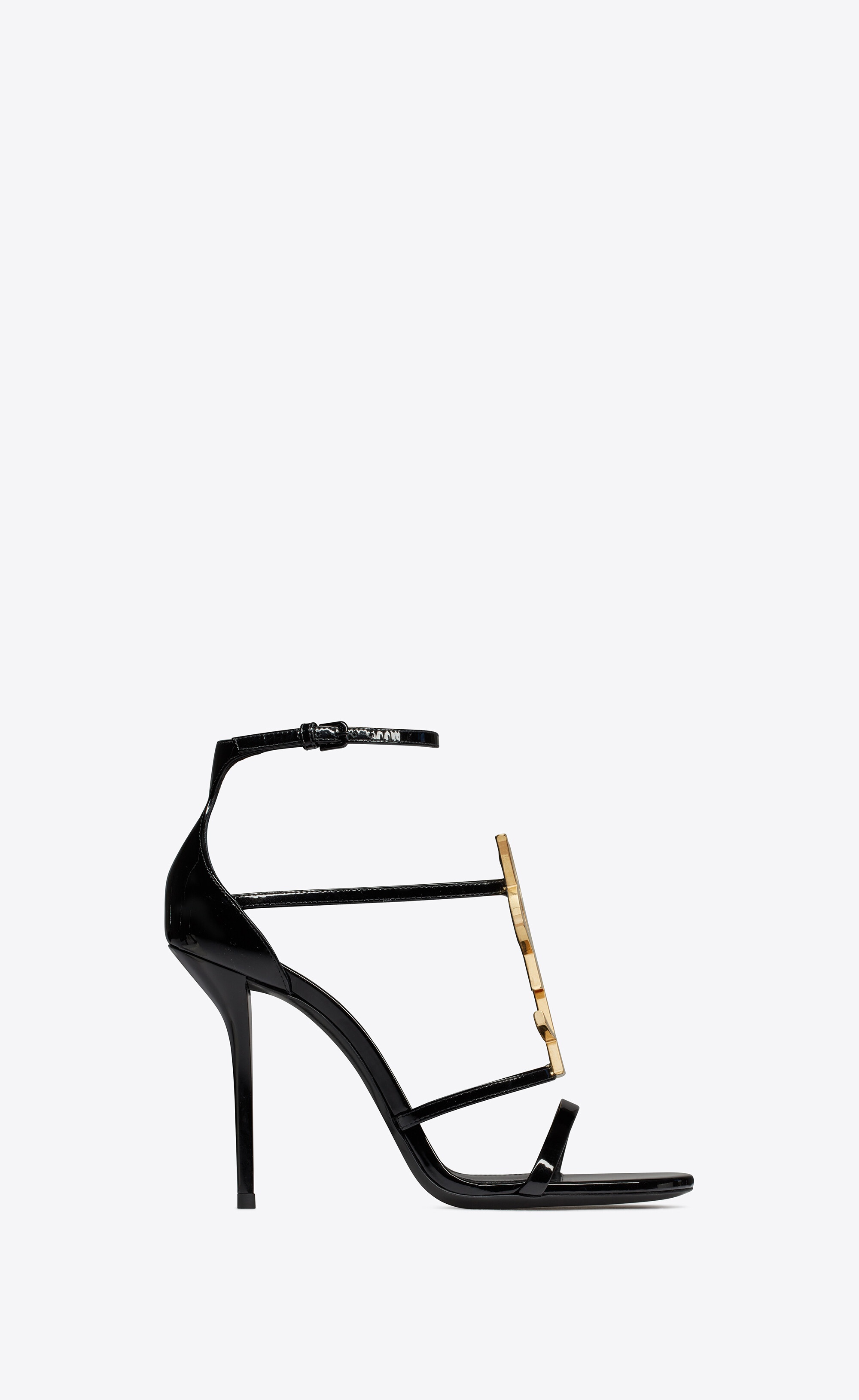cassandra sandals in patent leather with gold-tone monogram - 2