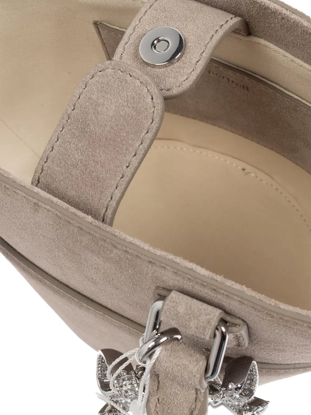 Self-Portrait Women Grey Suede Charm Tote - 4