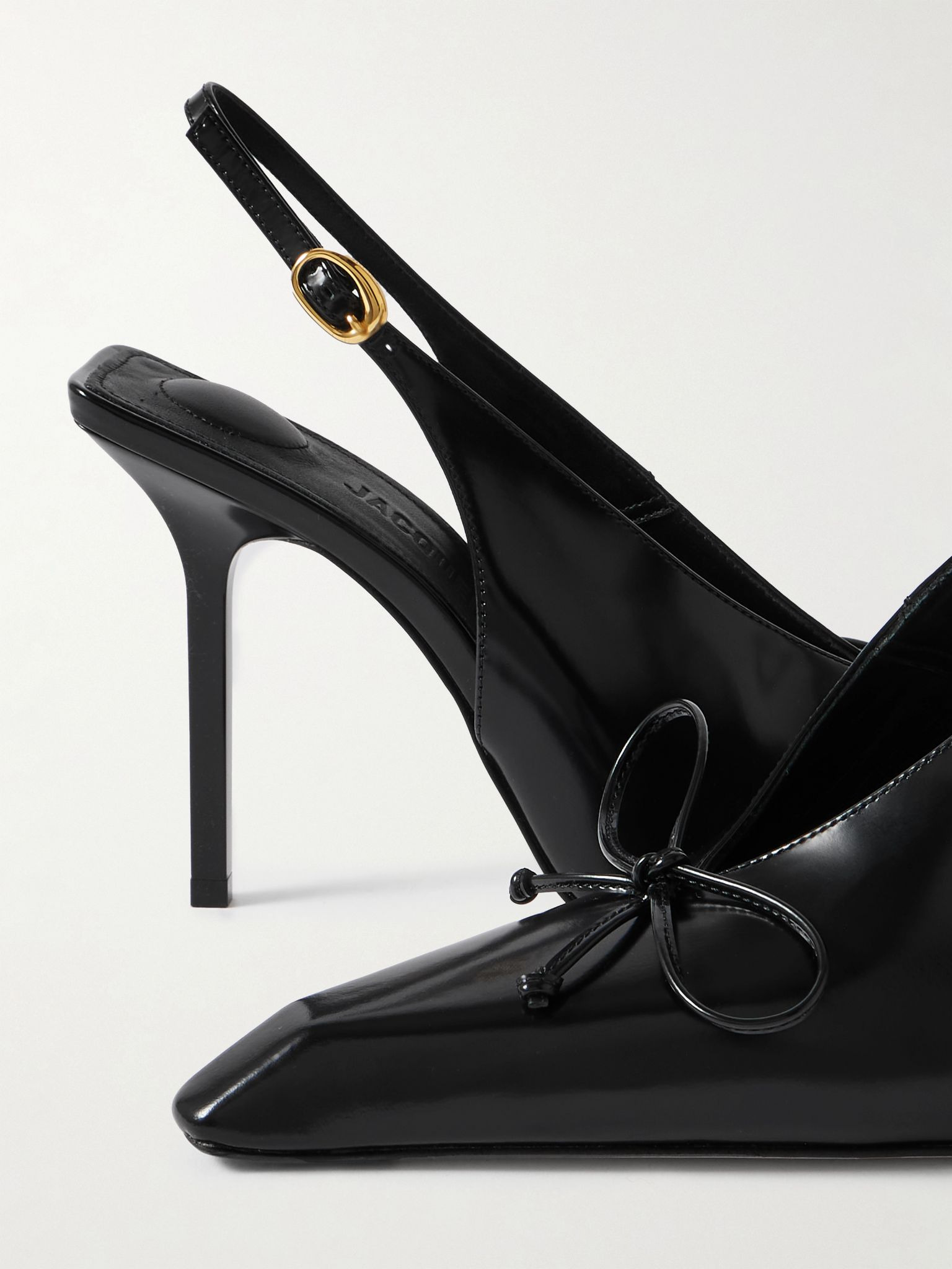 Cubisto bow-detailed leather slingback pumps Black - 4