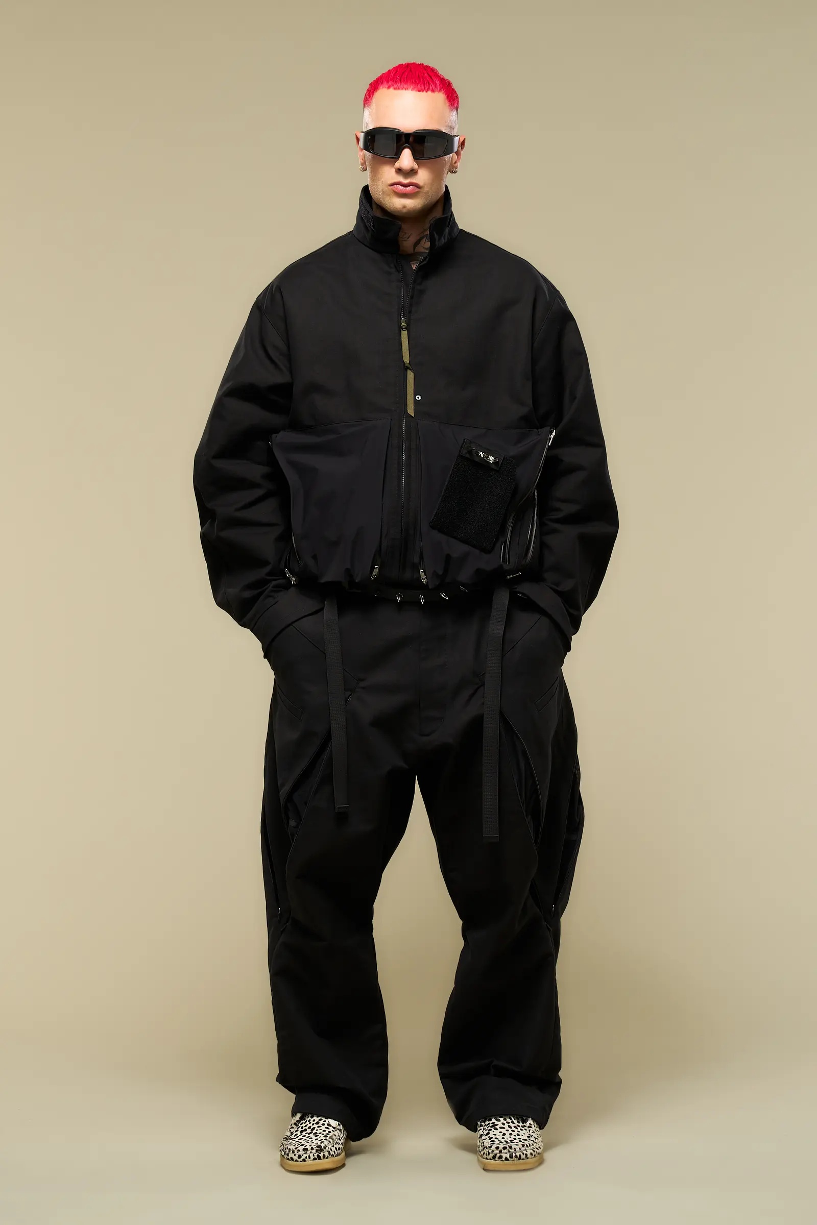 P55-KI Cotton Web Belt Vent Pants Black - 14