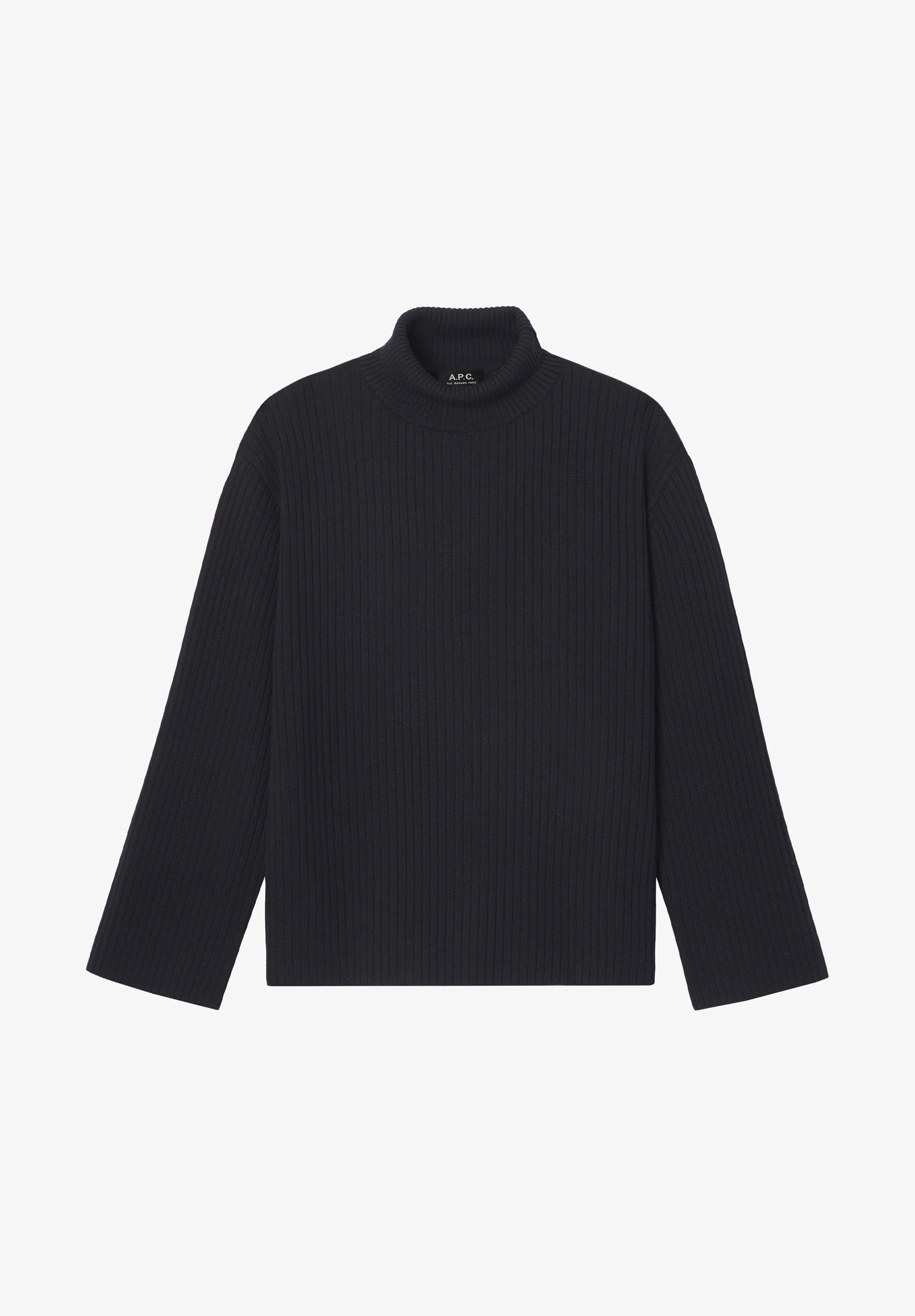 LOUISE SWEATER - NAVY BLUE HIGH-NECK SWEATER - 1