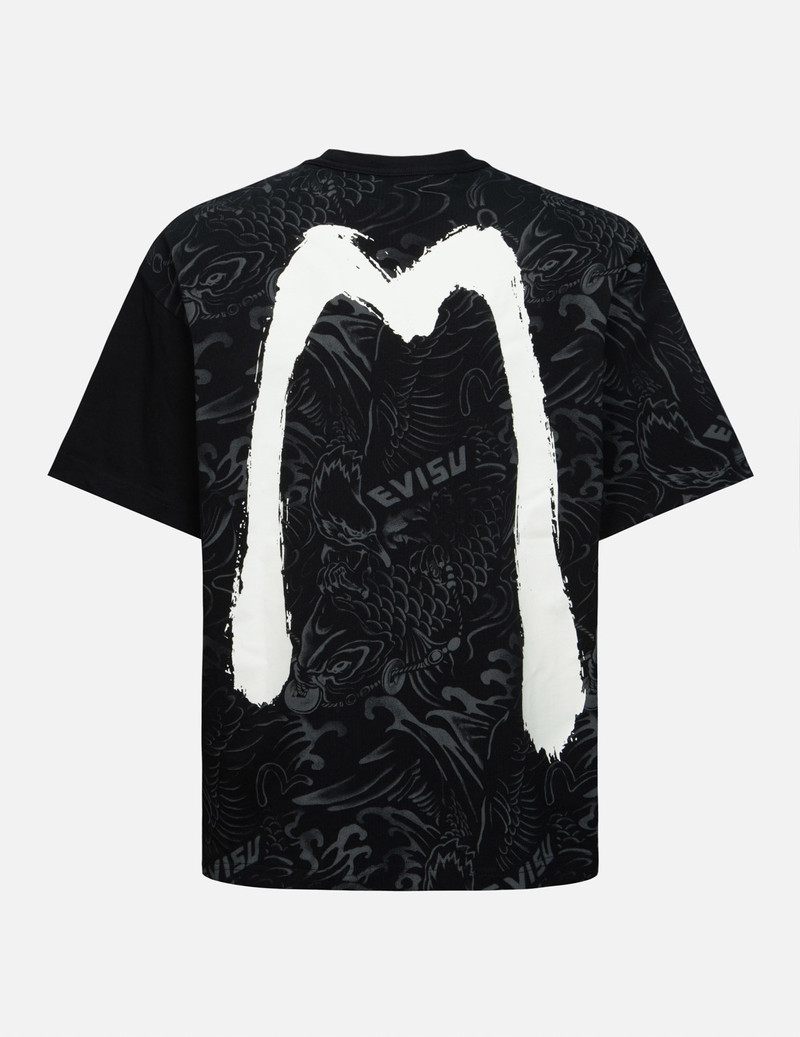 ALLOVER KOI SEAGULL AND BRUSHSTROKE PRINT LOOSE FIT T-SHIRT 2