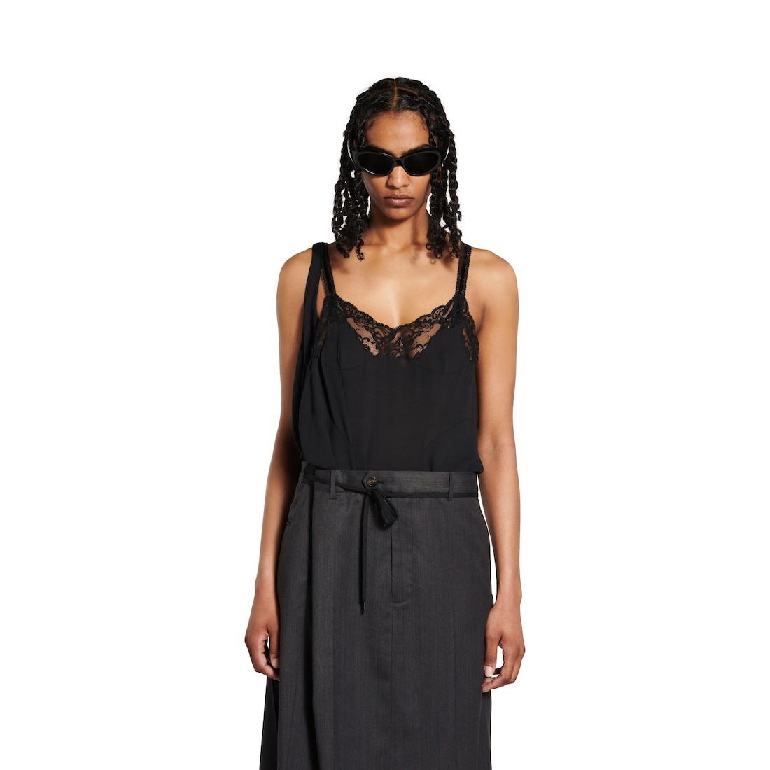 Women's Patched Slip Dress in Black - 5