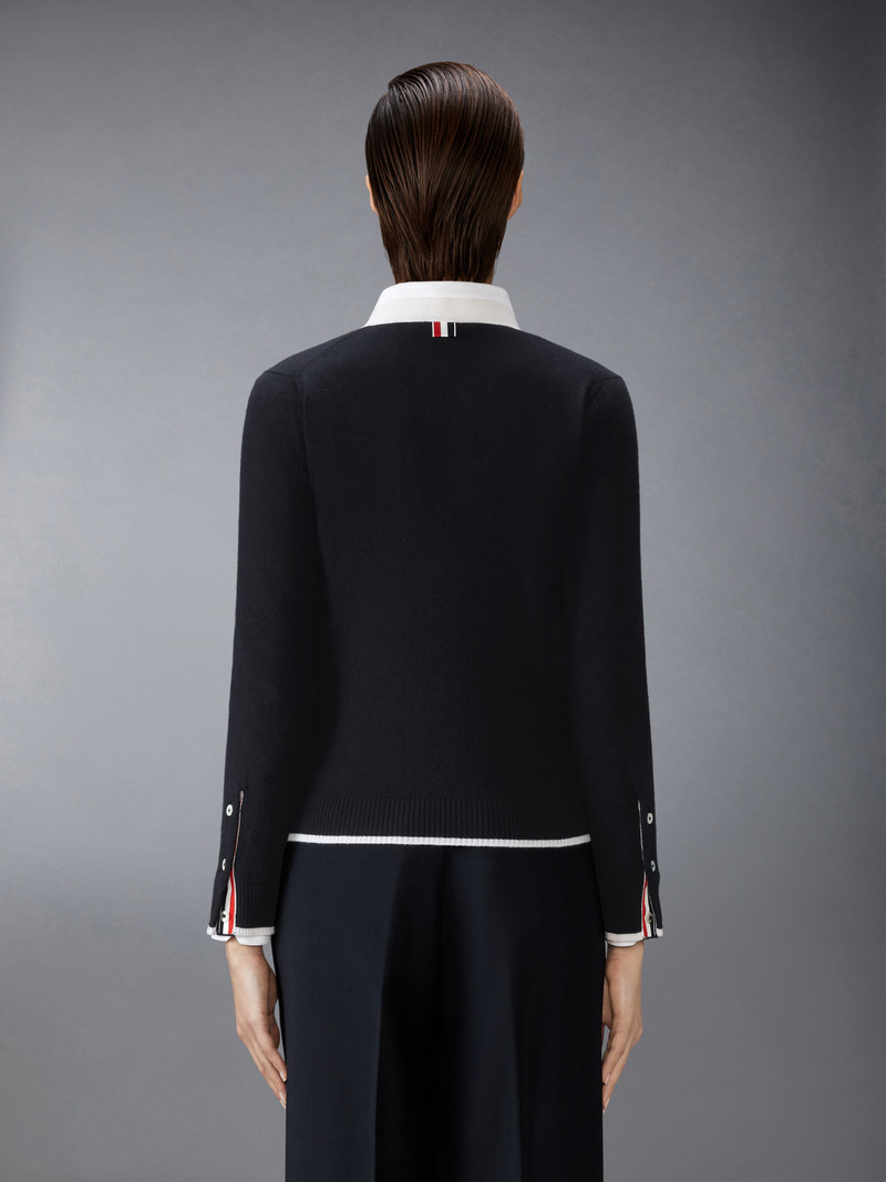 JERSEY STITCH CASHMERE V NECK CARDIGAN 3