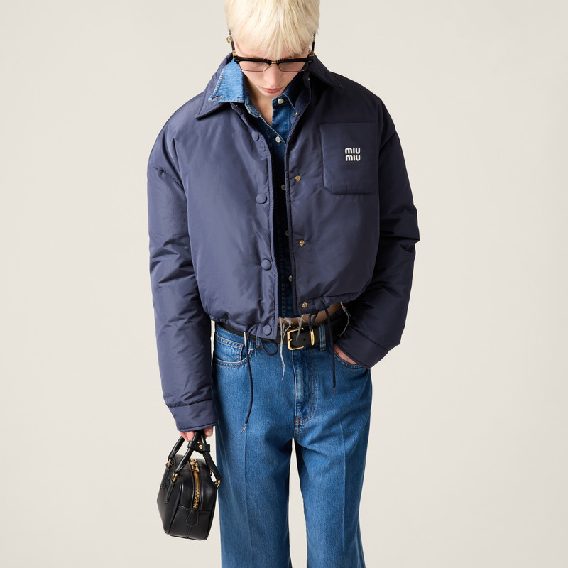 Miu Miu Technical pongé cropped down jacket outlook