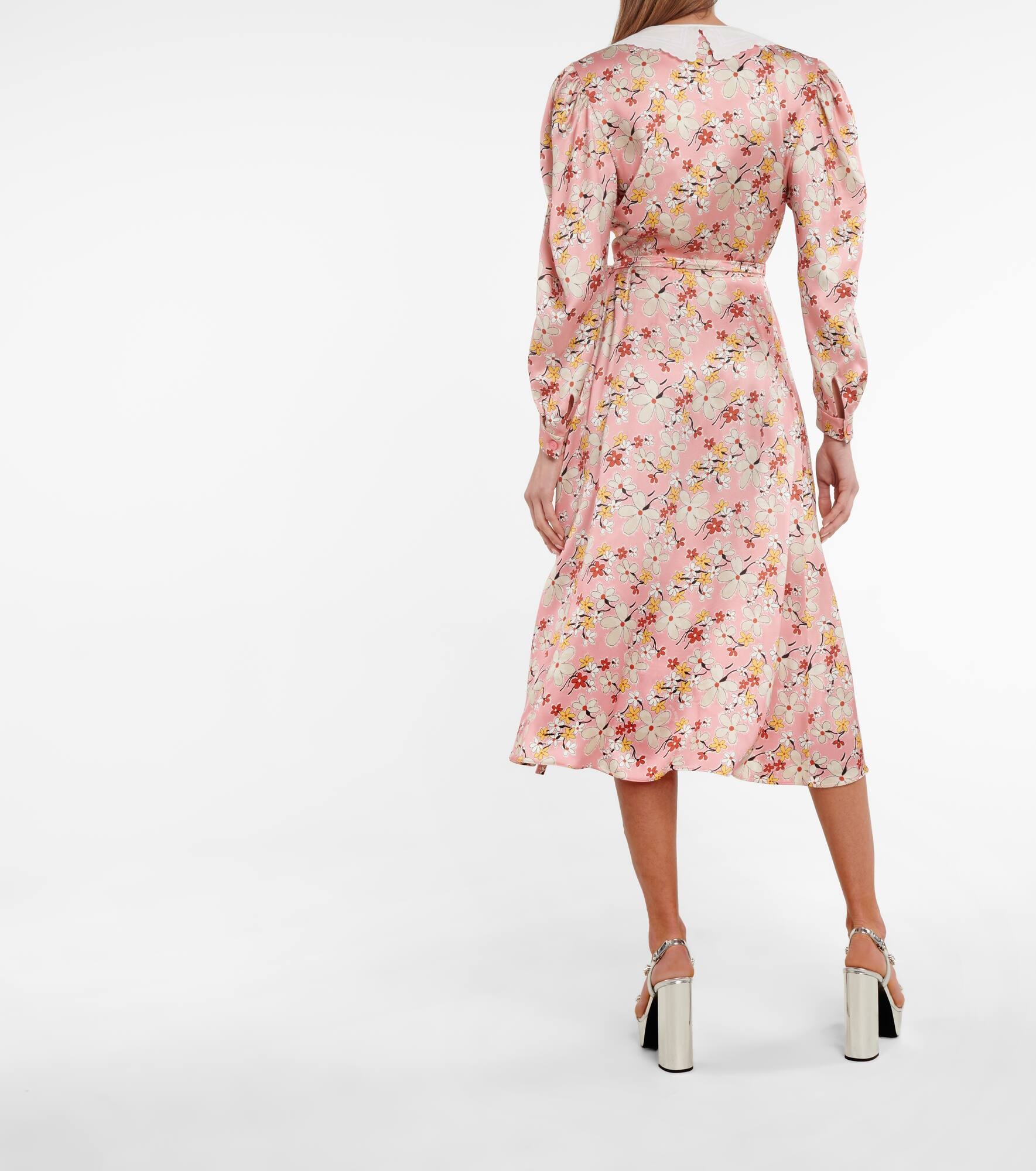 Floral satin sablé midi dress - 3