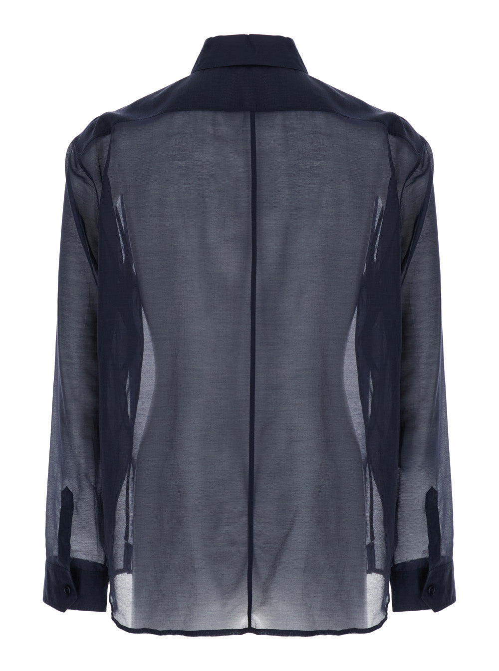 Saint Laurent Men Blue Shirt With Classic Collar And Contrasting Details In Cotton And Silk Man - 2