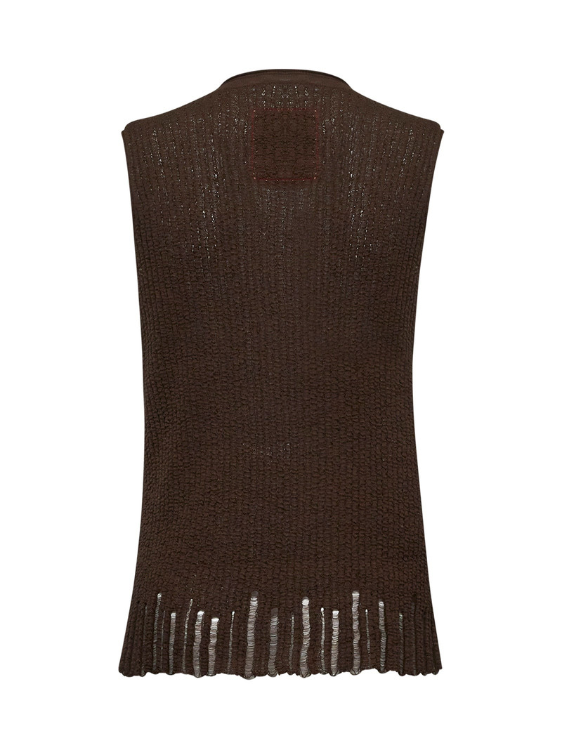 UMA WANG Brown cotton and silk knit top outlook