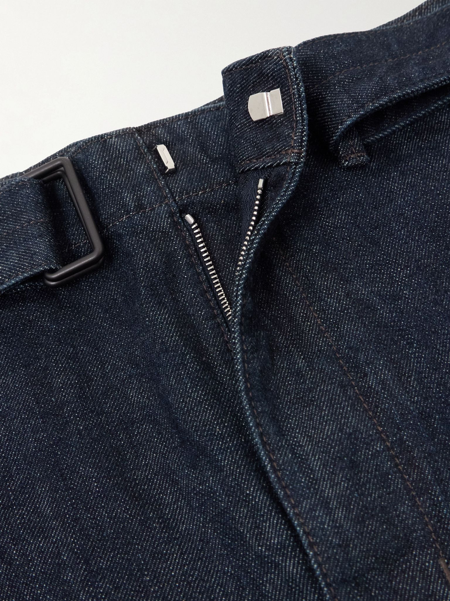 Twisted belted mid-rise barrel-leg jeans Navy - 4