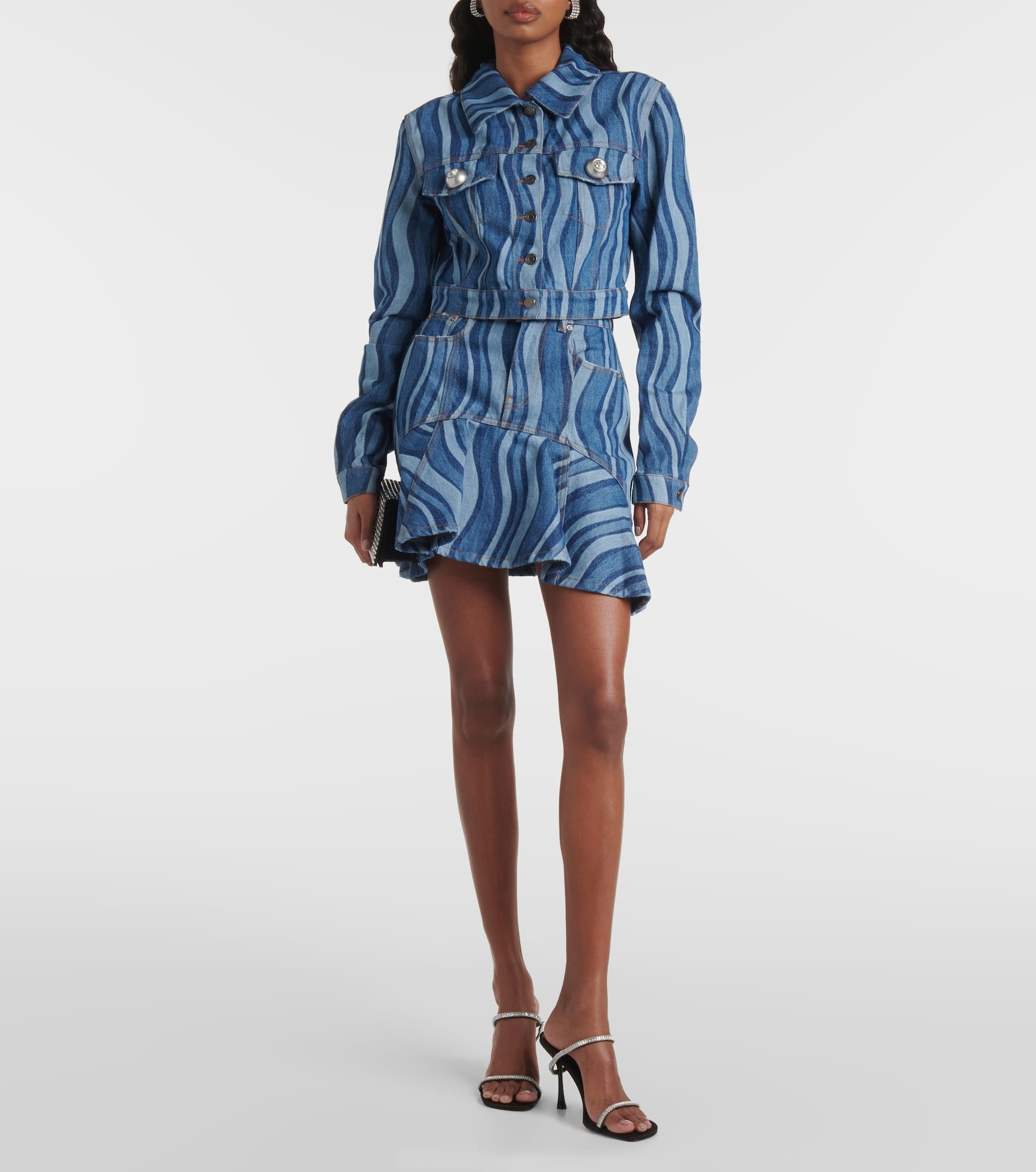 Sunray ruffled denim miniskirt - 2