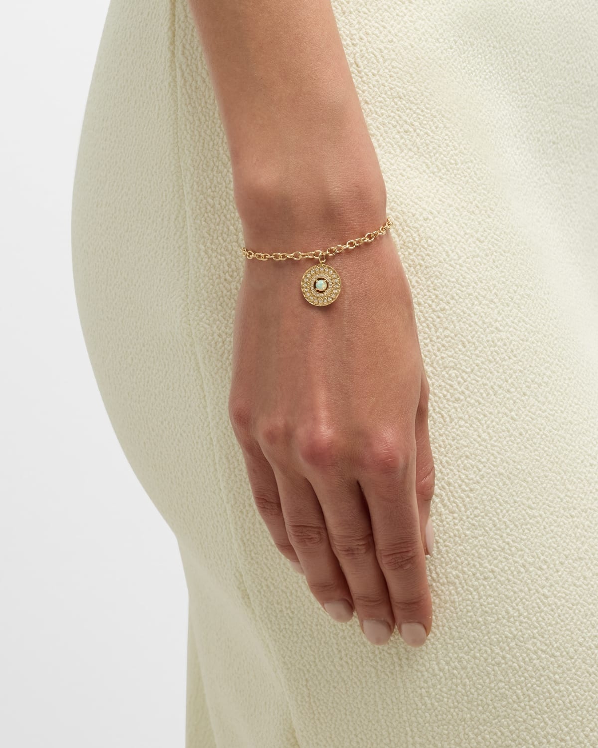 Marquise Eye Wheel Charm, Opal and Diamond Chain Bracelet - 2