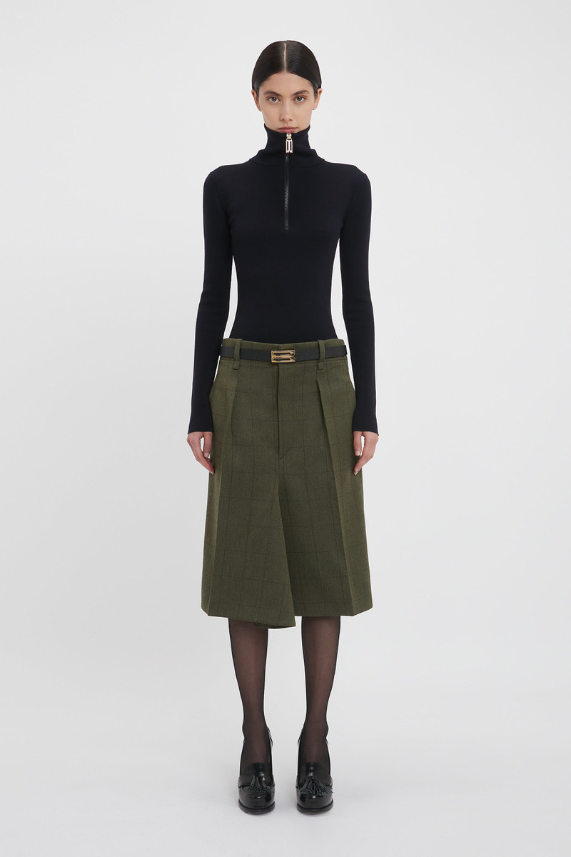Victoria Beckham Exclusive Asymmetric Tailored Skirt In Dark Fern Check outlook