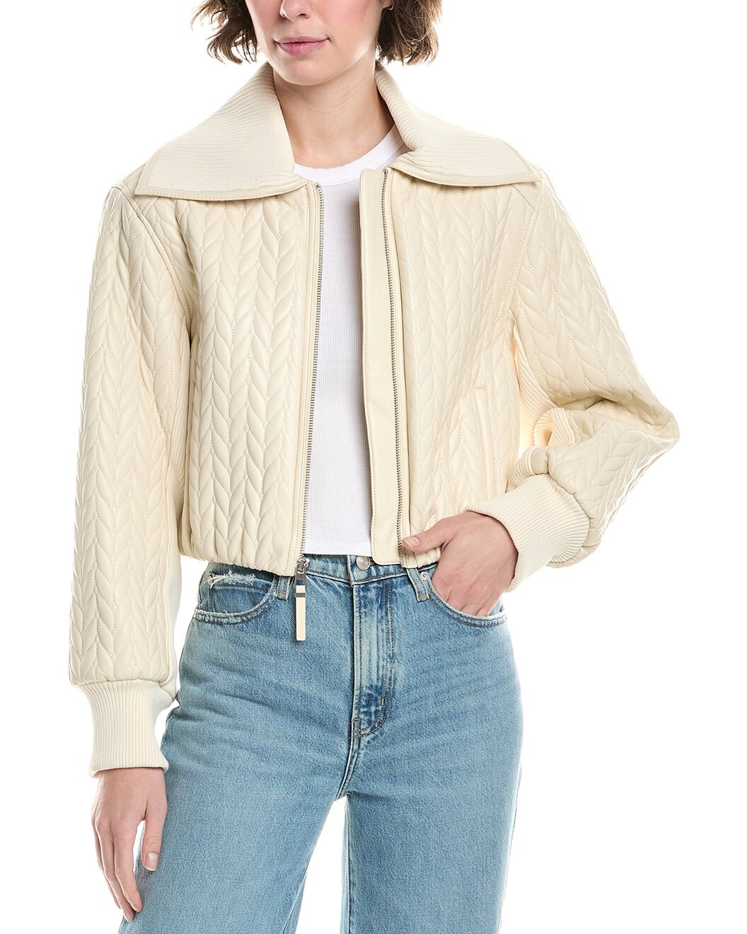 SIMKHAI Palmer Quilted Cropped Jacket - 1
