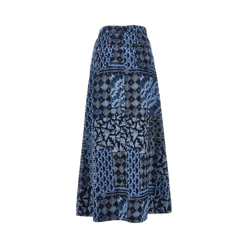 EMPORIO ARMANI PRINTED COTTON DENIM LONG SKIRT outlook
