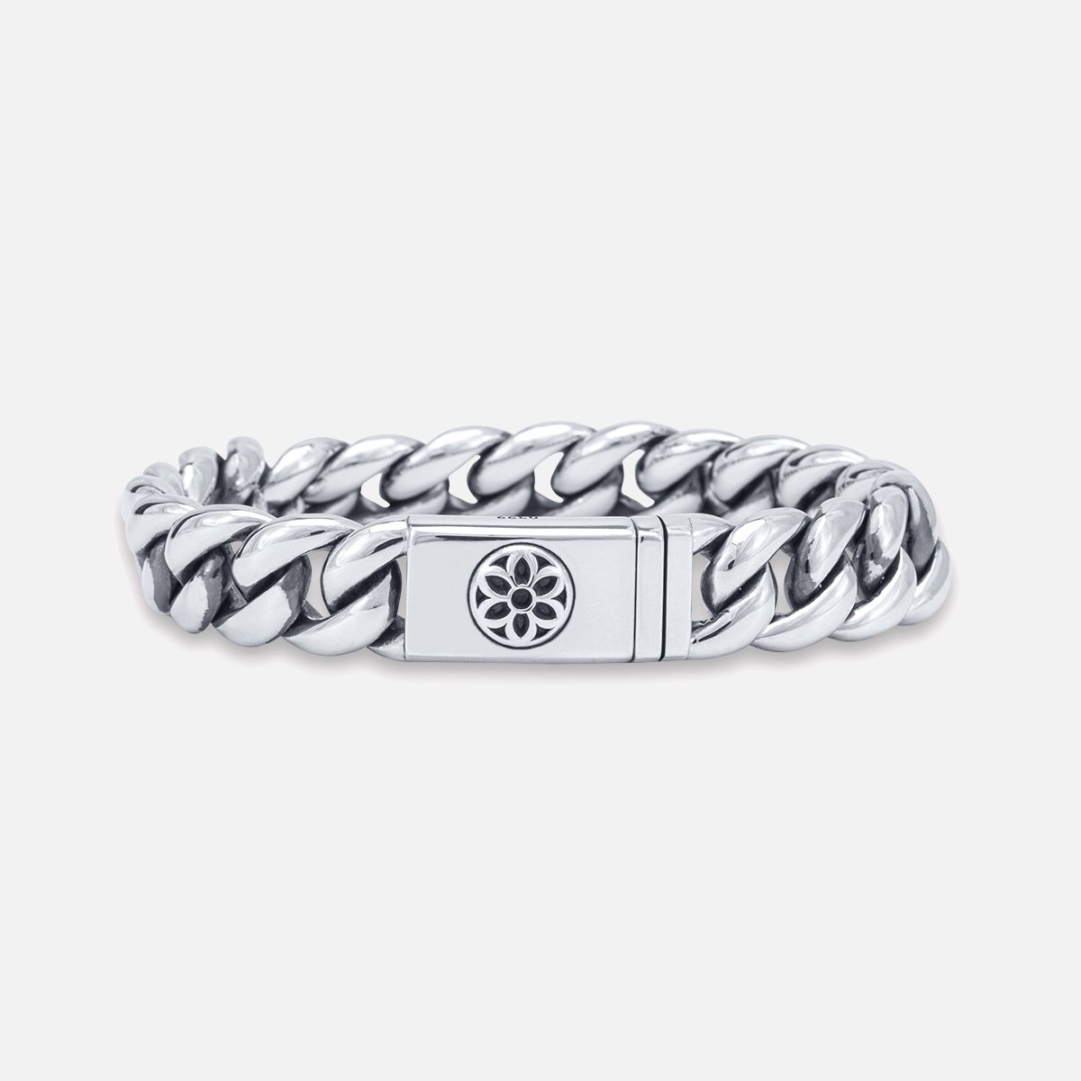 BS-BT-ROS-AA GOOD ART HLYWD Box And Tongue Rosette Bracelet Size AA - Sterling Silver - 1