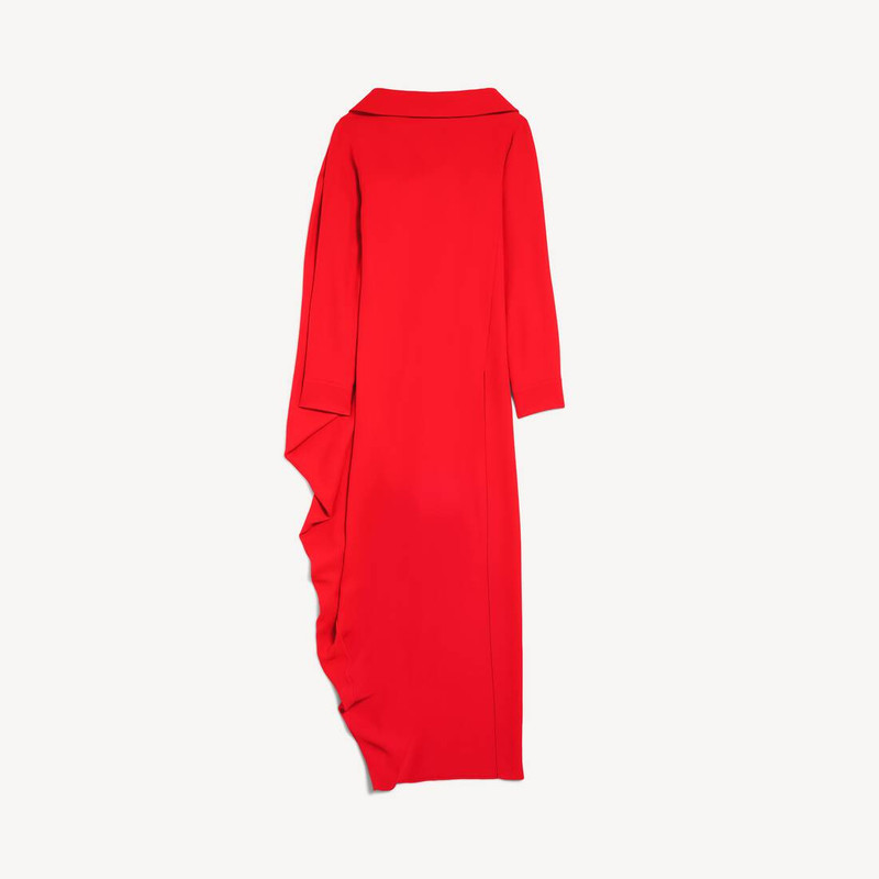 Women's Draped Dress in Sunset Red 1