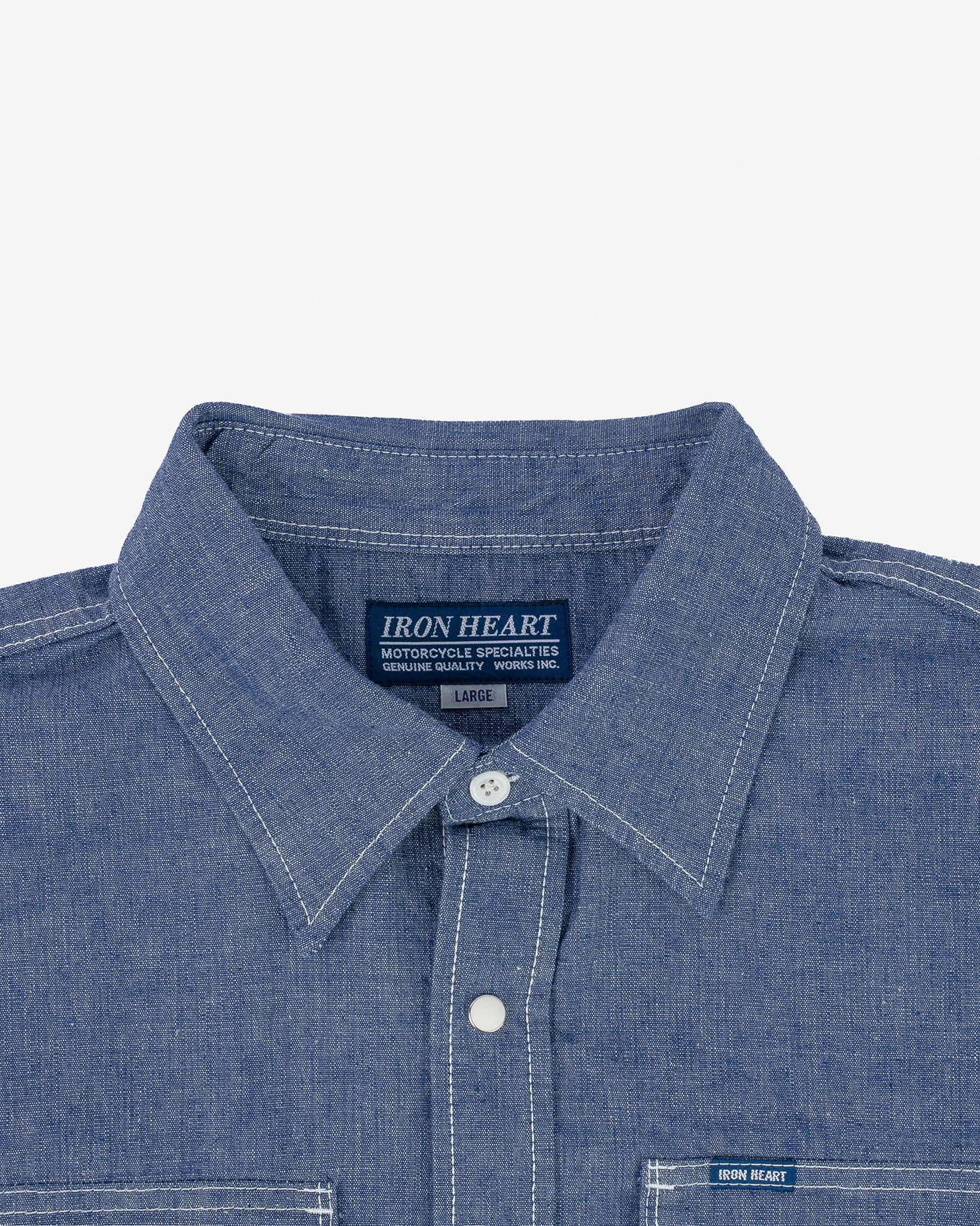 IHSH-13-BLU 10oz Selvedge Chambray Single Yoke Western Shirt - Blue - 14