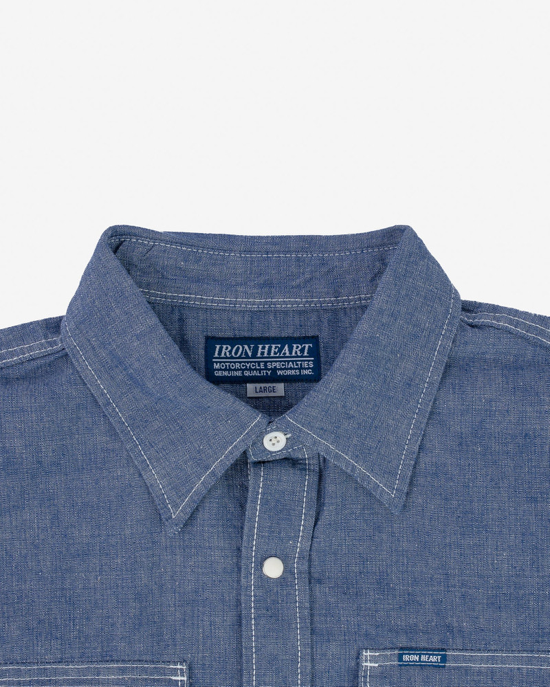 IHSH-13-BLU 10OZ SELVEDGE CHAMBRAY SINGLE YOKE WESTERN SHIRT - BLUE 14