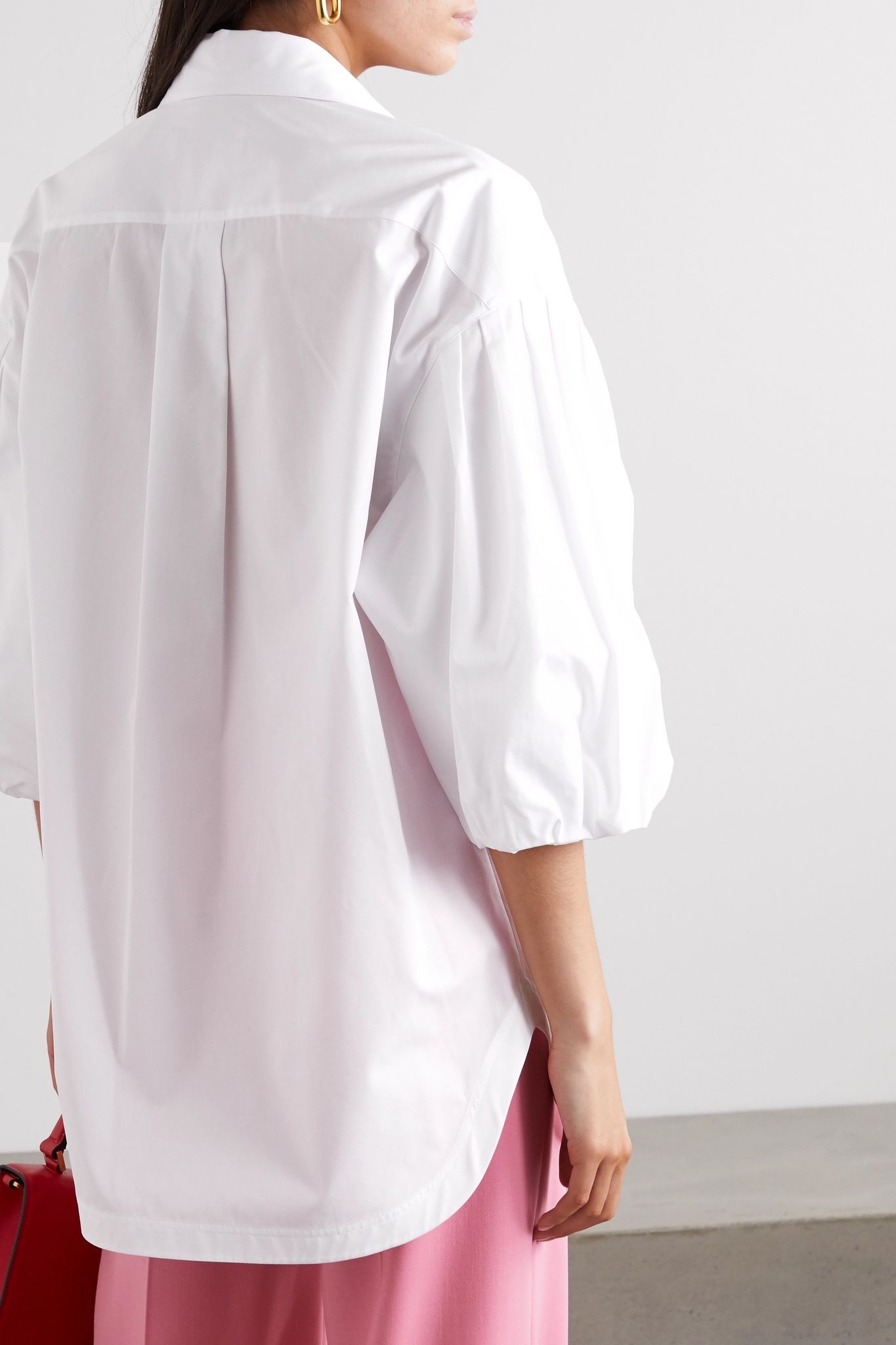 Oversized embellished cotton-poplin blouse - 4