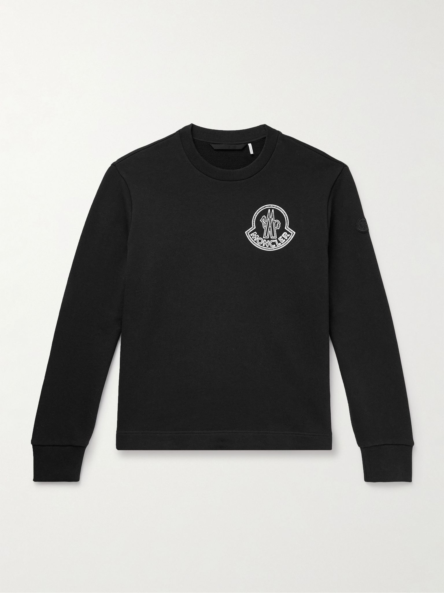 Logo-Print Appliquéd Cotton-Jersey Sweatshirt Black - 1