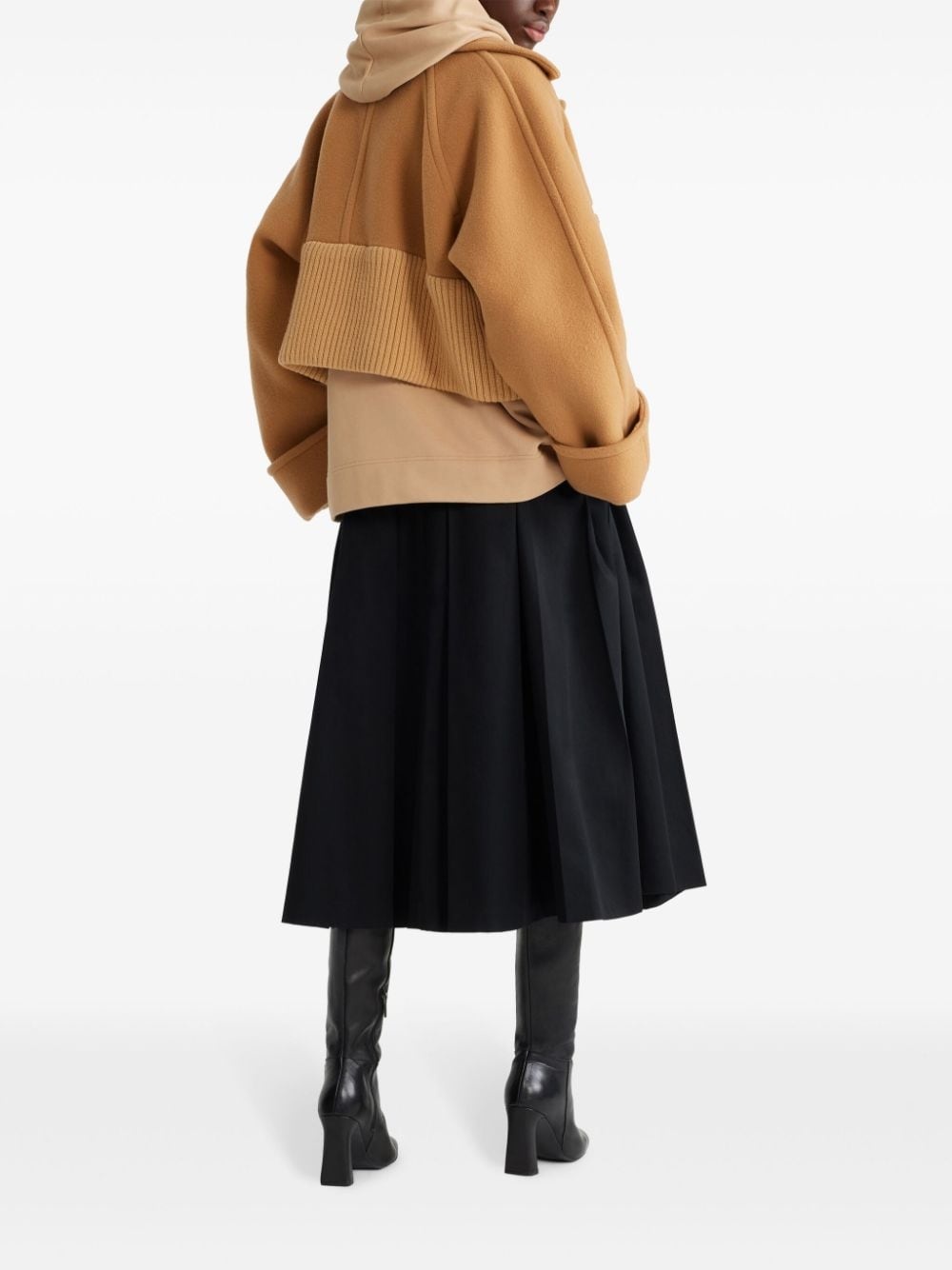 rib-waist cropped coat - 3